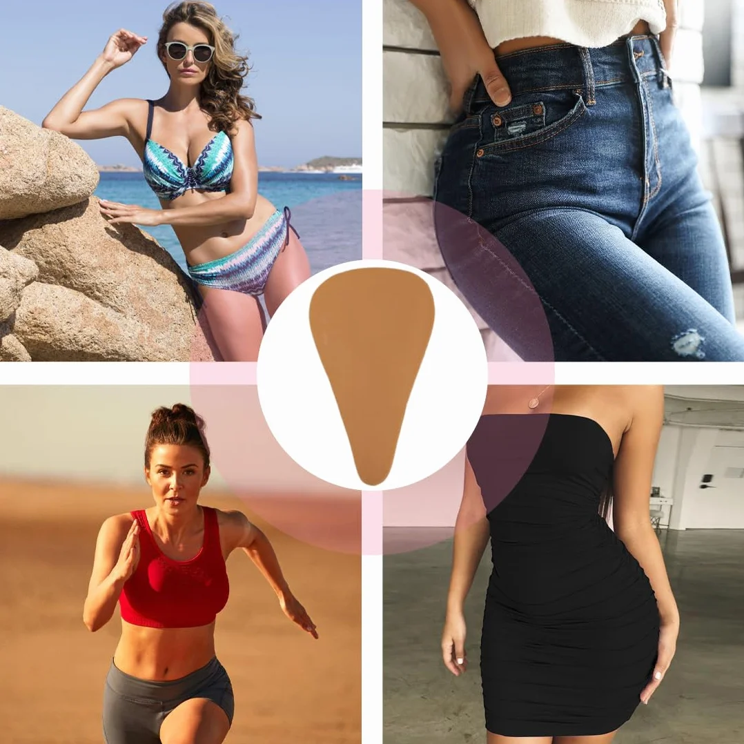 Camel Toe Correttore 2 Pezzi in Silicone, Anti Cameltoe Slip per Leggings e Jeans (Marrone)