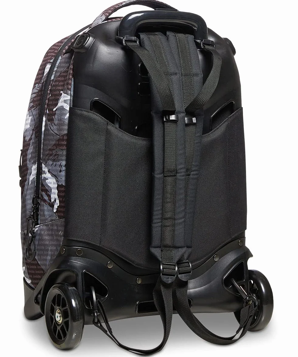 Invicta Trolley Scuola Sganciabile 3 in 1 Zaino con Carrello, Bianco Nero, Tasca PC