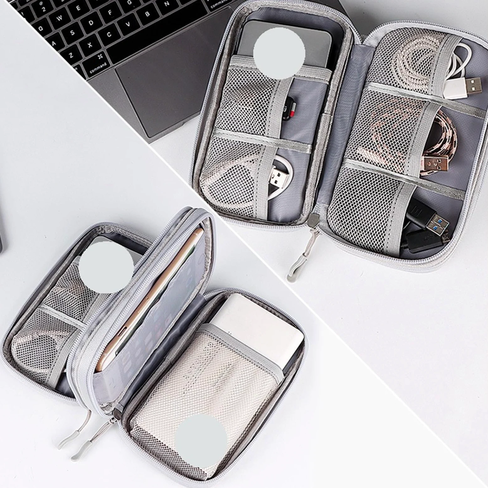 Borsa Organizer Per Cavi Borsa For Cavi Da Viaggio Custodia Digitale Portatile Caricabatterie Dati Organizzatore Accessori Elettronici Impermeabile(2 Layer-Black)