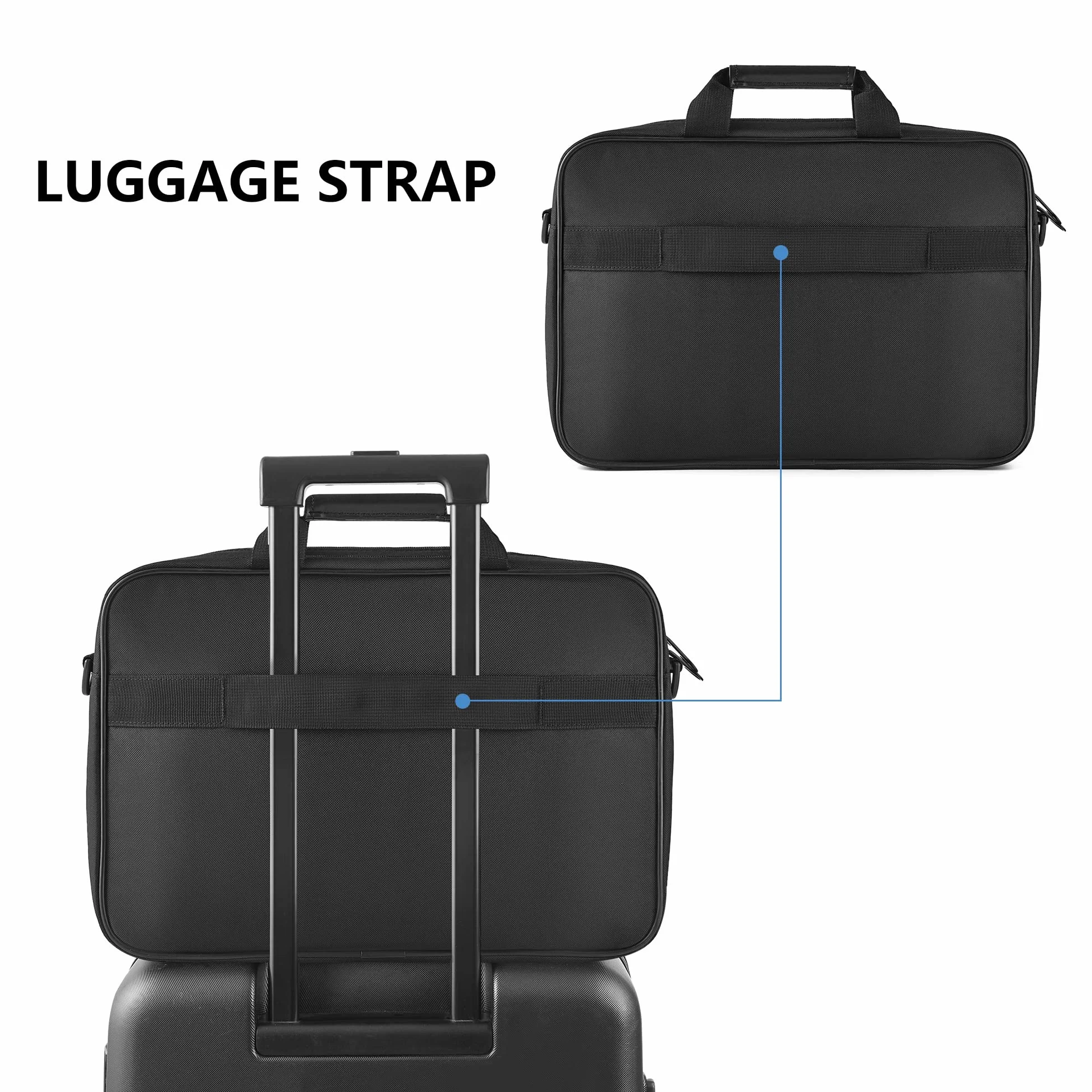KROSER Borsa del Portatile 15,6 Pollici Ventiquattrore Borsa a Tracolla per Laptop Idrorepellente Borsa da Ufficio Urbana Leggera Borsa per il Trasporto di Affari per Uomo/Donna-Nero