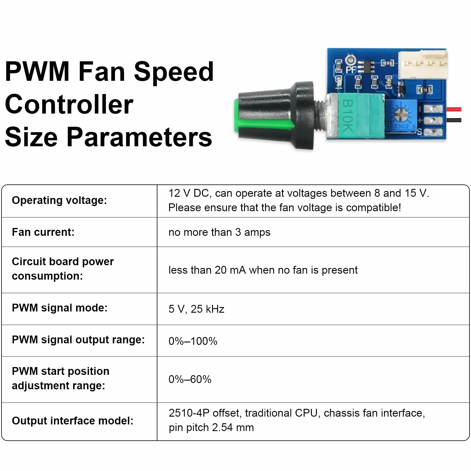 PWM Regolatore di velocità della ventola 4Pins 1 canali fan controller PC CPU Manopola di controllo