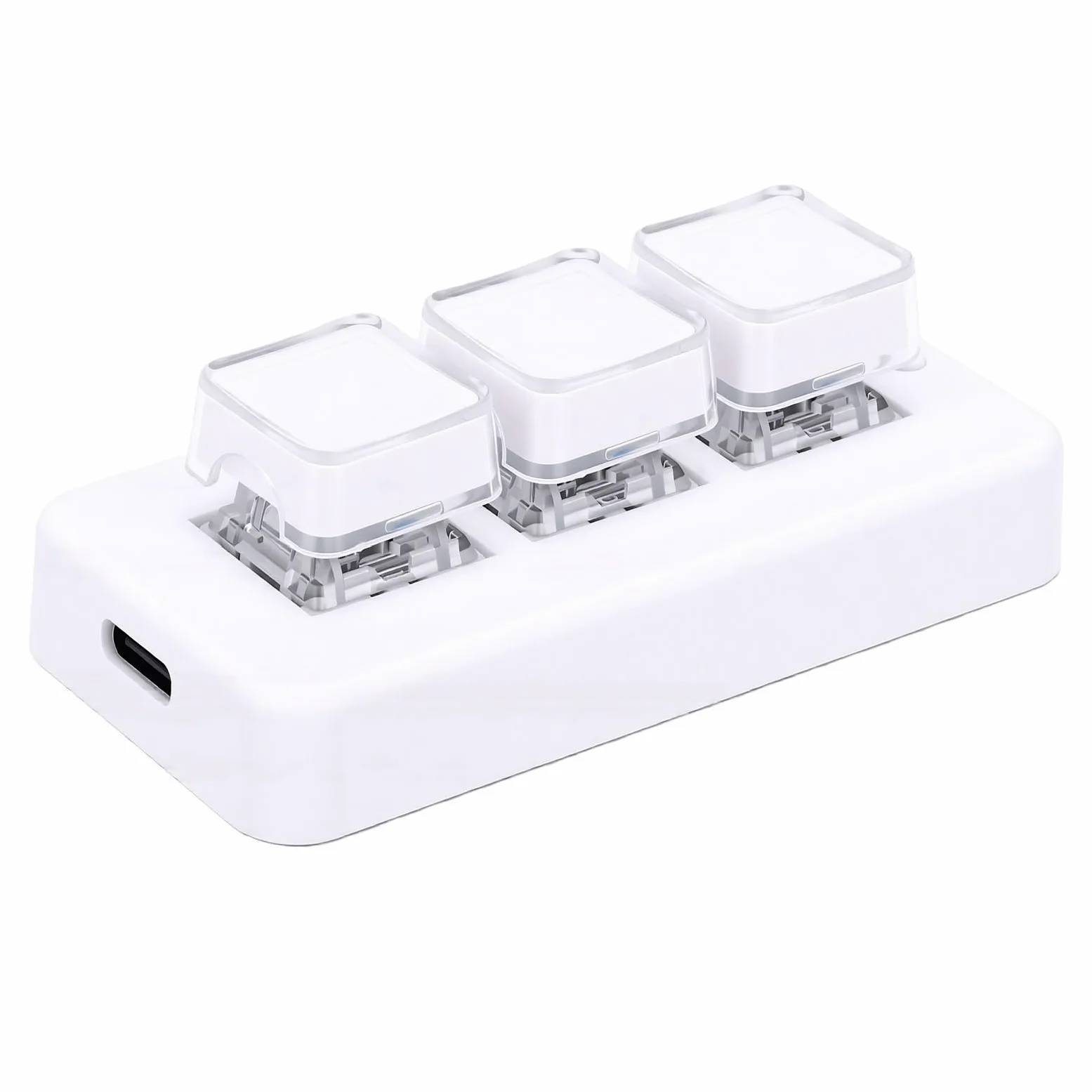 Bewinner Tastierino Meccanico a 3 Tasti Tastierino di Scelta Rapida Personalizzabile per Uso Universale su Computer con modalità Cablata e Bluetooth (WHITE)
