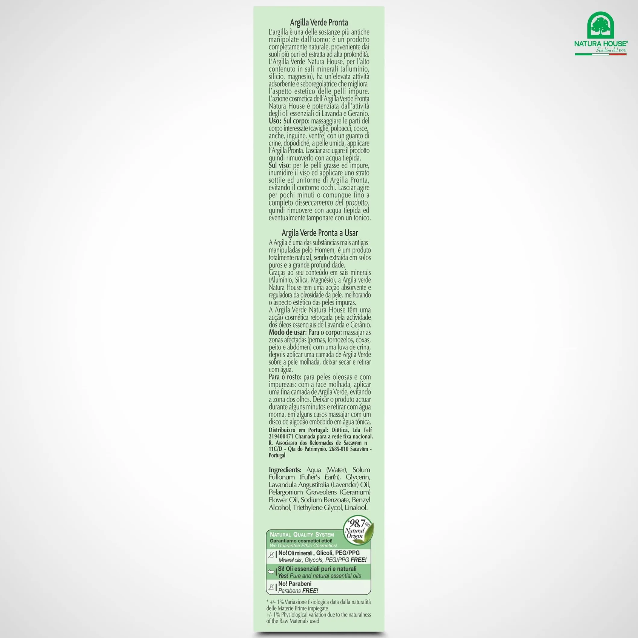 Argilla Verde Ventilata Naturale Purissima, Tubo 100ml, per Impacchi Articolazioni e Maschere di Bellezza