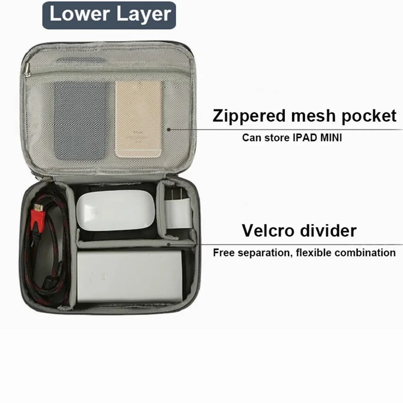 Borsa Per Cavi Caricabatterie USB digitale impermeabile, organizer portatile for cavi di ricarica da ufficio per Accessori Tecnologici(Blue 2Layer 2PCS)
