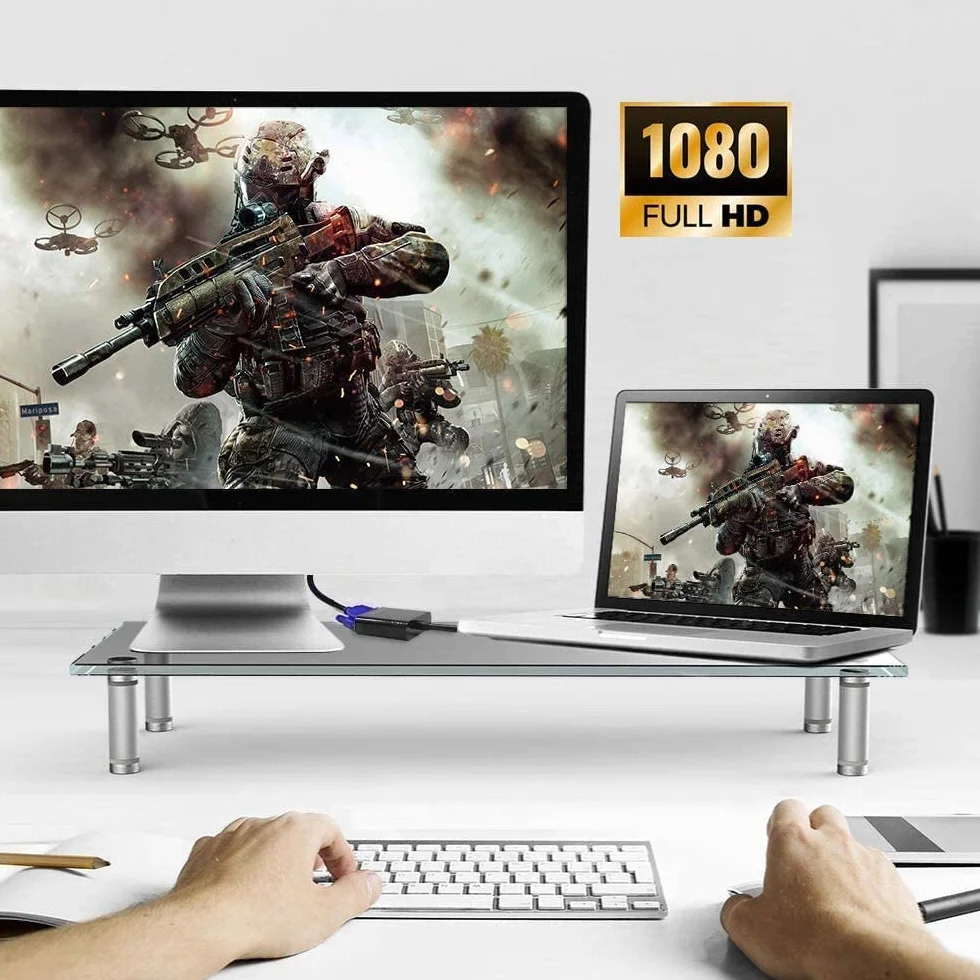 ICZI Adattatore DP a VGA 1080p, convertitore DisplayPort a VGA con contatti placcati in oro, cavo DP maschio a VGA femmina per schermi monitor HDTV proiettori ecc, nero