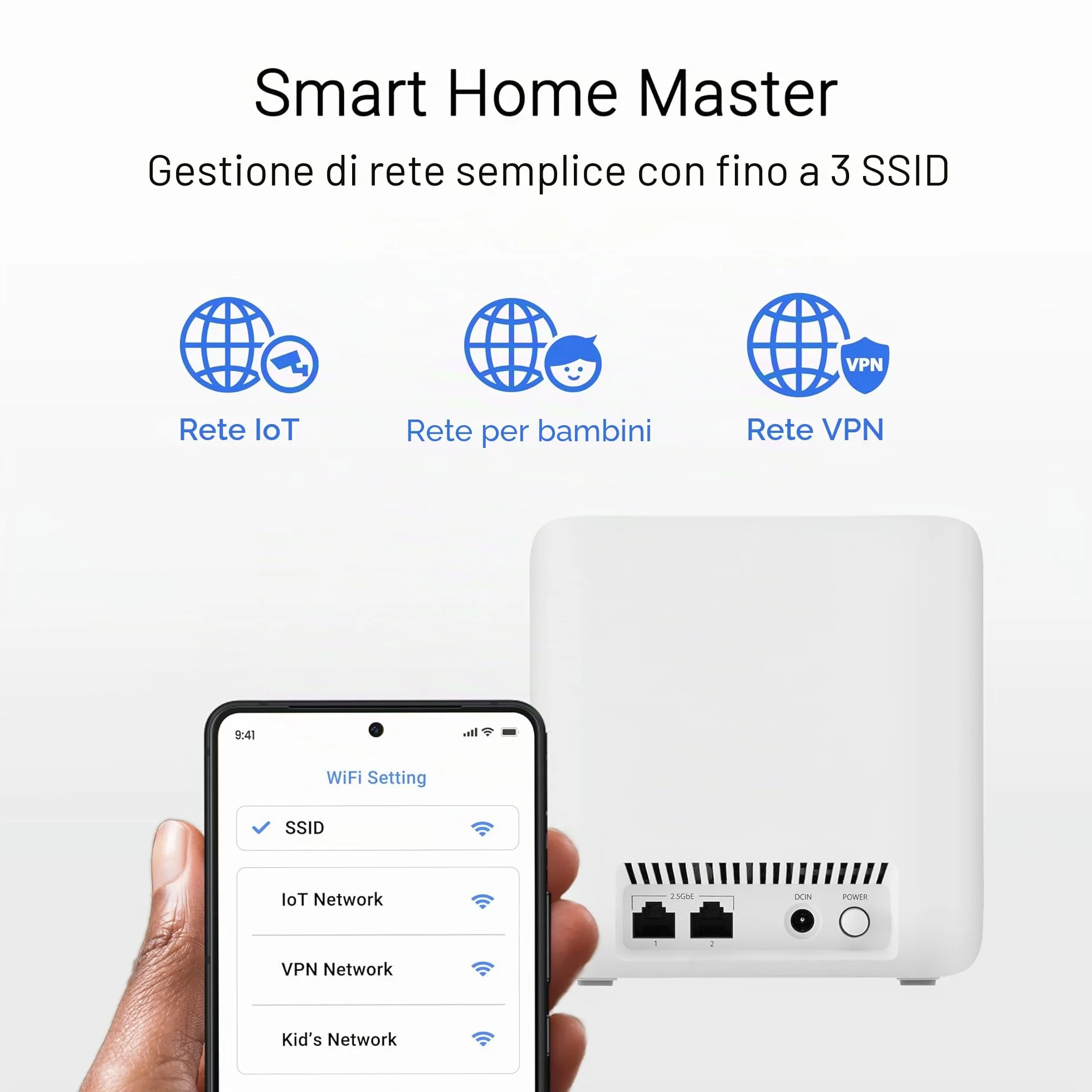 ASUS ZenWiFi BD4 2- Per Modem Operatore e ONT, Mesh WiFi 7 a doppia banda, 3600 Mbps, Copertura 470 m², Due porte 2,5 G, Controlli di sicurezza e Parental Control, Smart Home SSIDs, 2 Pezzi, Bianco