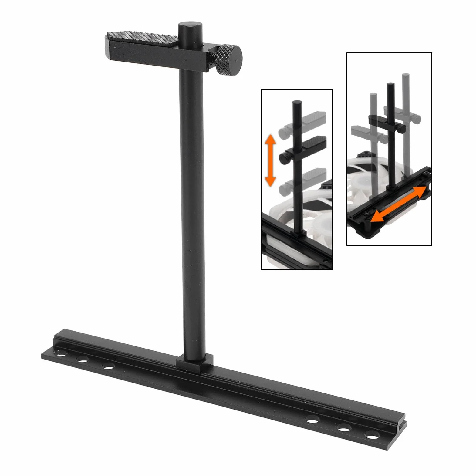 ASHATA Supporto GPU per Scheda Grafica - Supporto Regolabile per Scheda Video, Supporto per GPU in Lega di Alluminio, Ventola da 9 cm, 12 cm, 14 cm, per Case ITX MATX ATX (Nero)