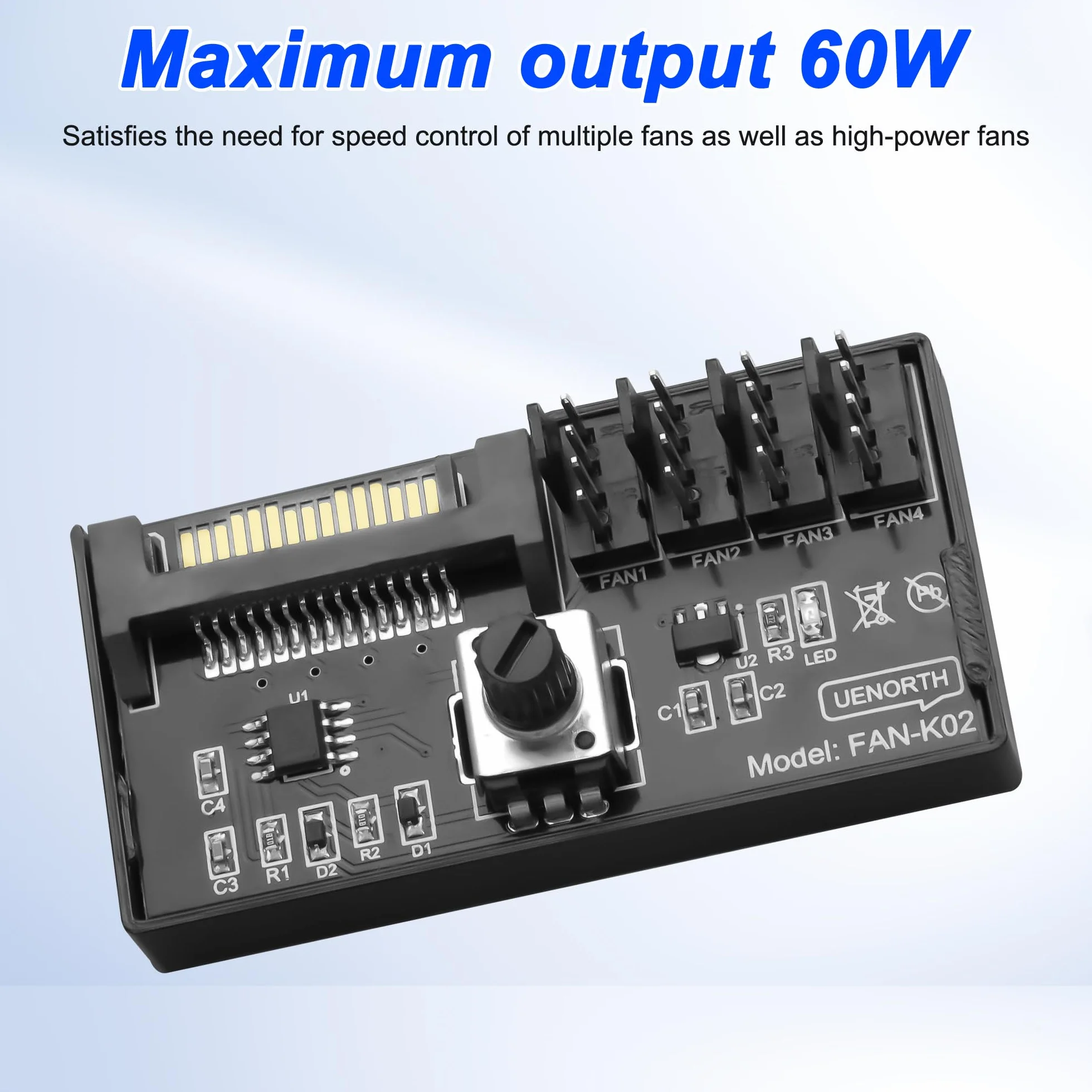 Controller ventola PC 12V 4 pin PWM hub alimentazione 4 SATA