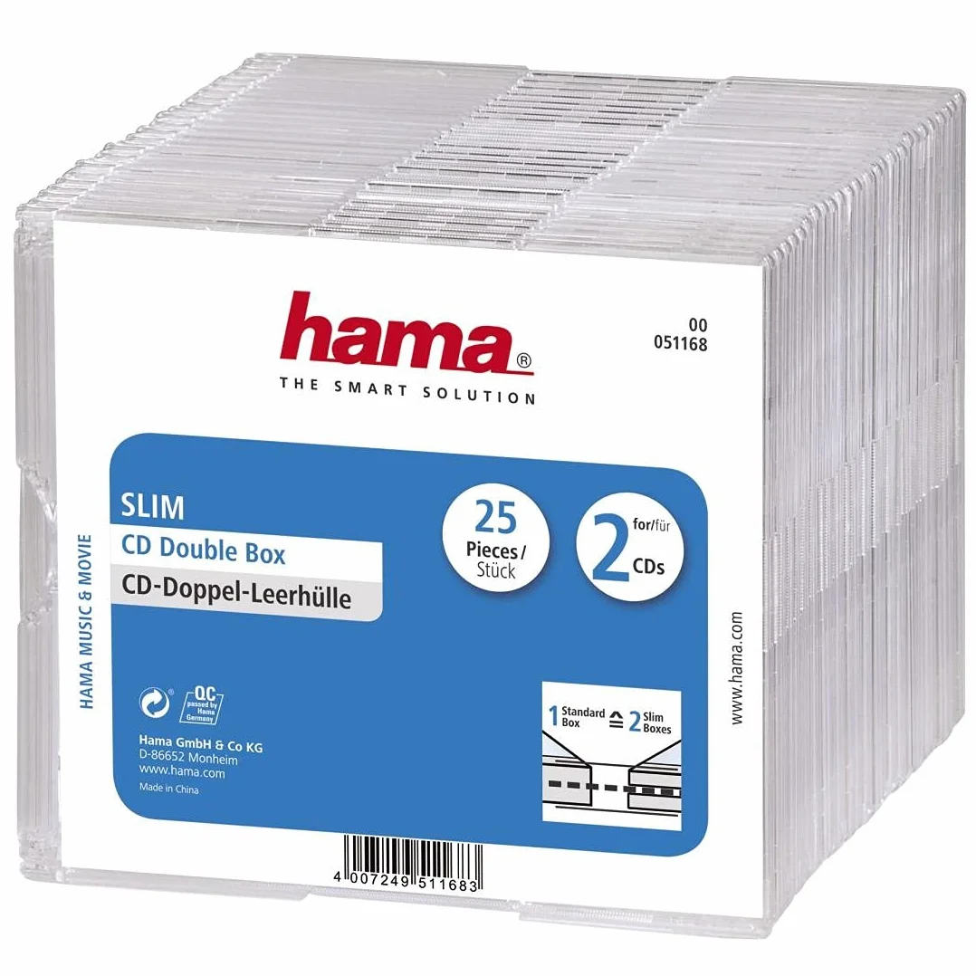 Hama Custodia CD doppia slim trasparente, 25 pzz.