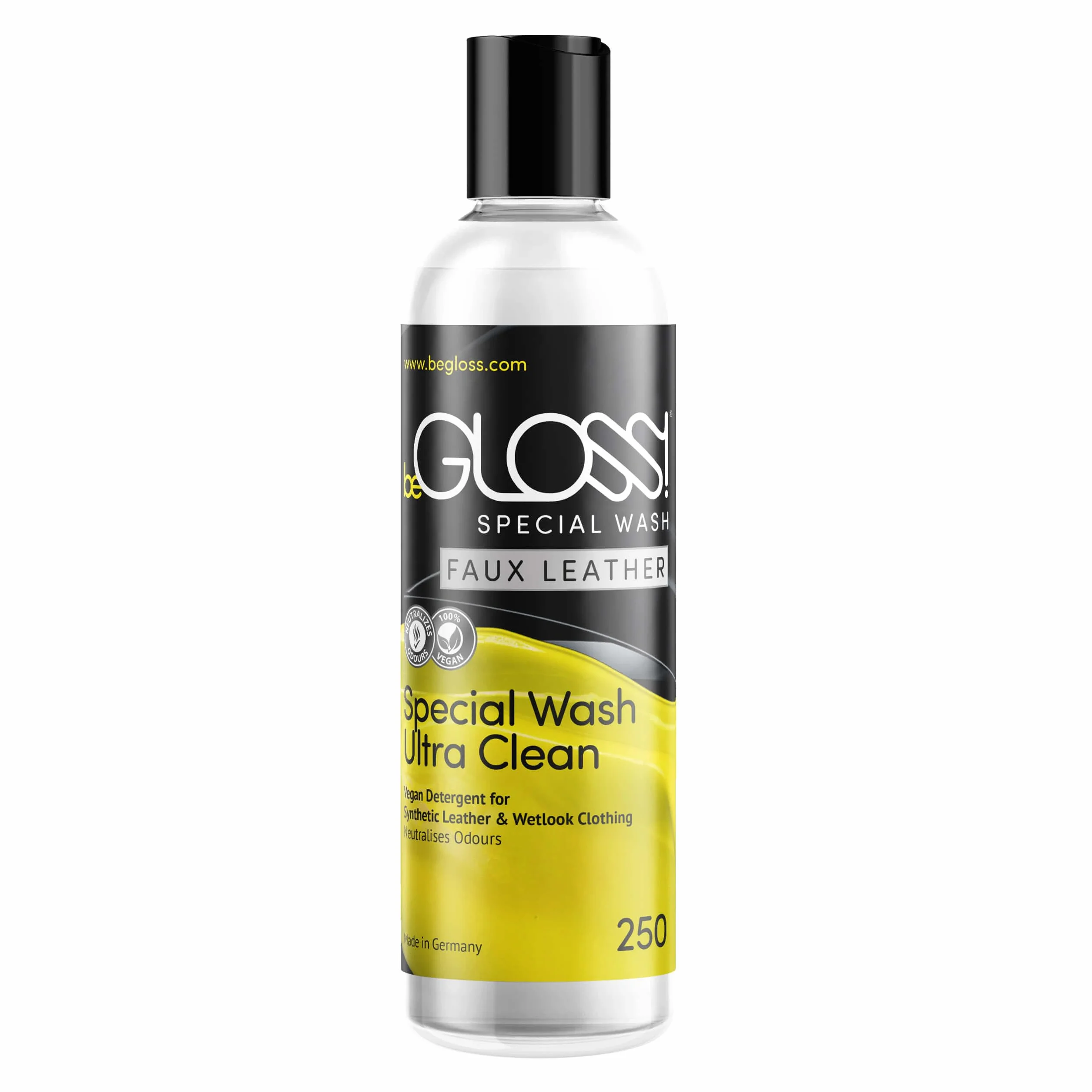 Begloss Wash in finta pelle 250 ml detergente delicato wetlook similpelle abbigliamento