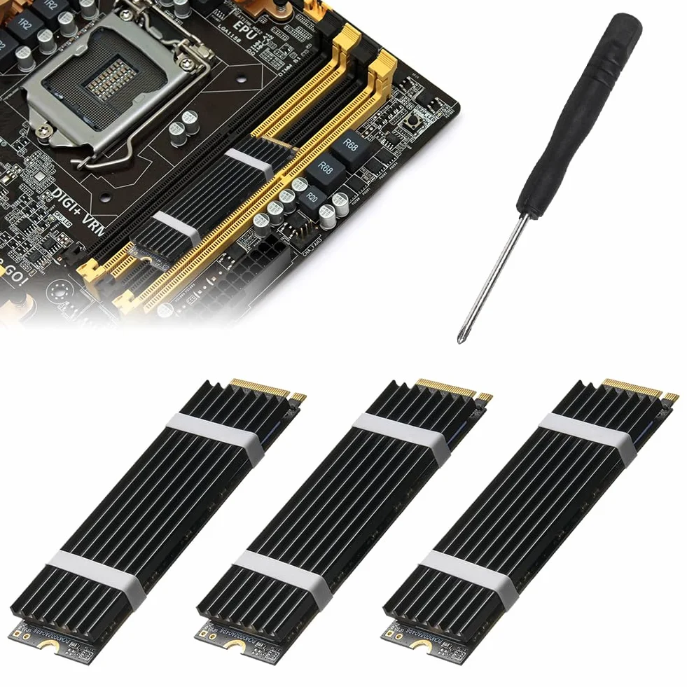 M.2 SSD Dissipatore,Dissipatore di Calore,M.2 NVME Heatsink,Kit Dissipatore Calore,Installazione PS5 e PC,Dissipatore di Calore in Alluminio,Raffreddatore ad Alte Prestazioni per M2 NVME SSD,3 set