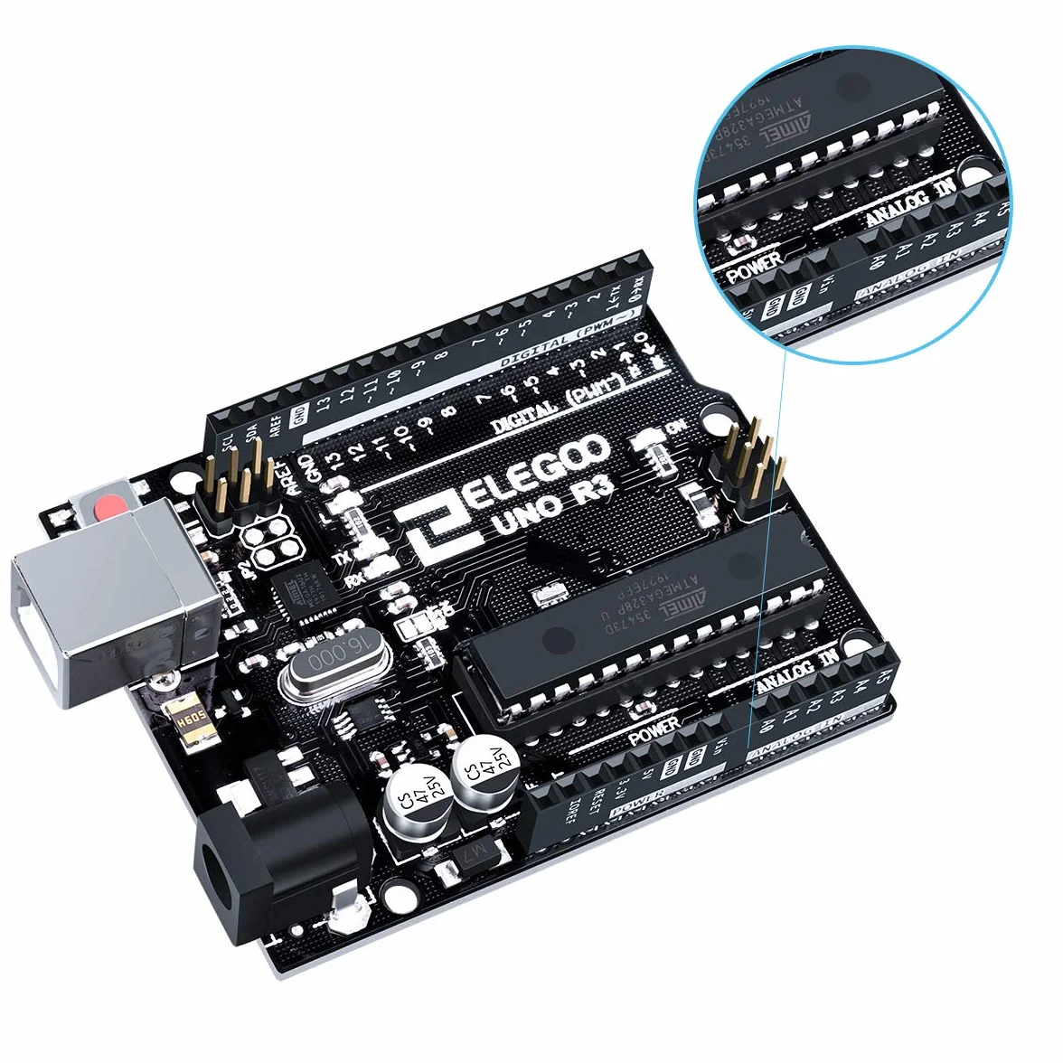 ELEGOO Uno R3 Board Scheda con Cavo USB Compatibile con progetti Arduino IDE Conforme alla direttiva RoHS