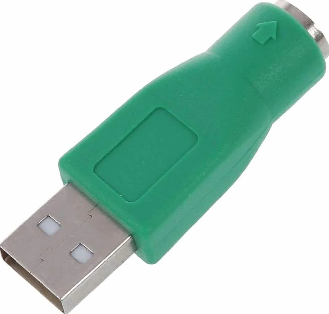 Adattatore da spina a presa USB da 2 pezzi Convertitore da PS / 2 a USB sostitutivo per vecchia tastiera-presa verde e adattatore per spinaUtile e attraente.