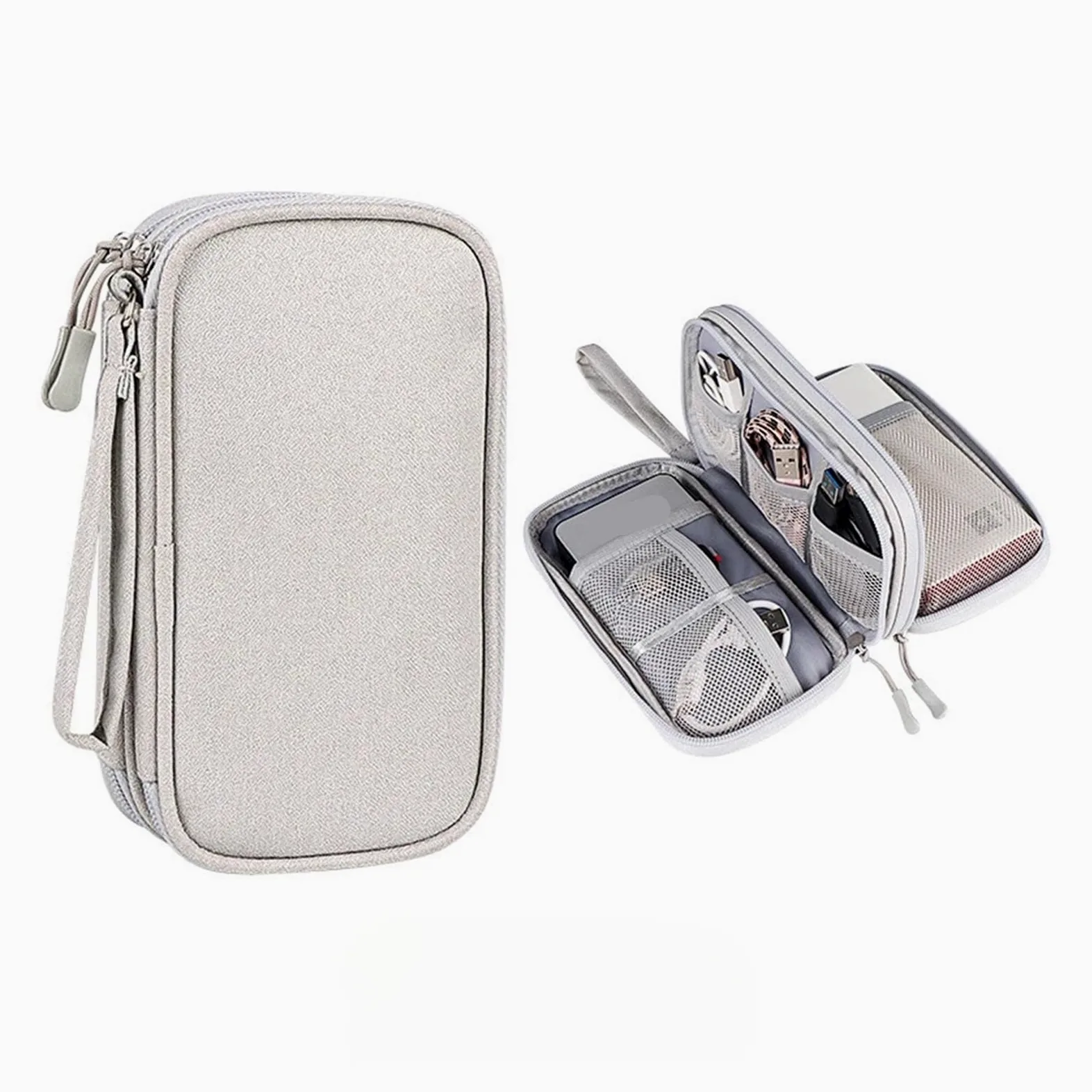 Borsa organizzatore cavo 2pcs doppio strato viaggio(Pink)
