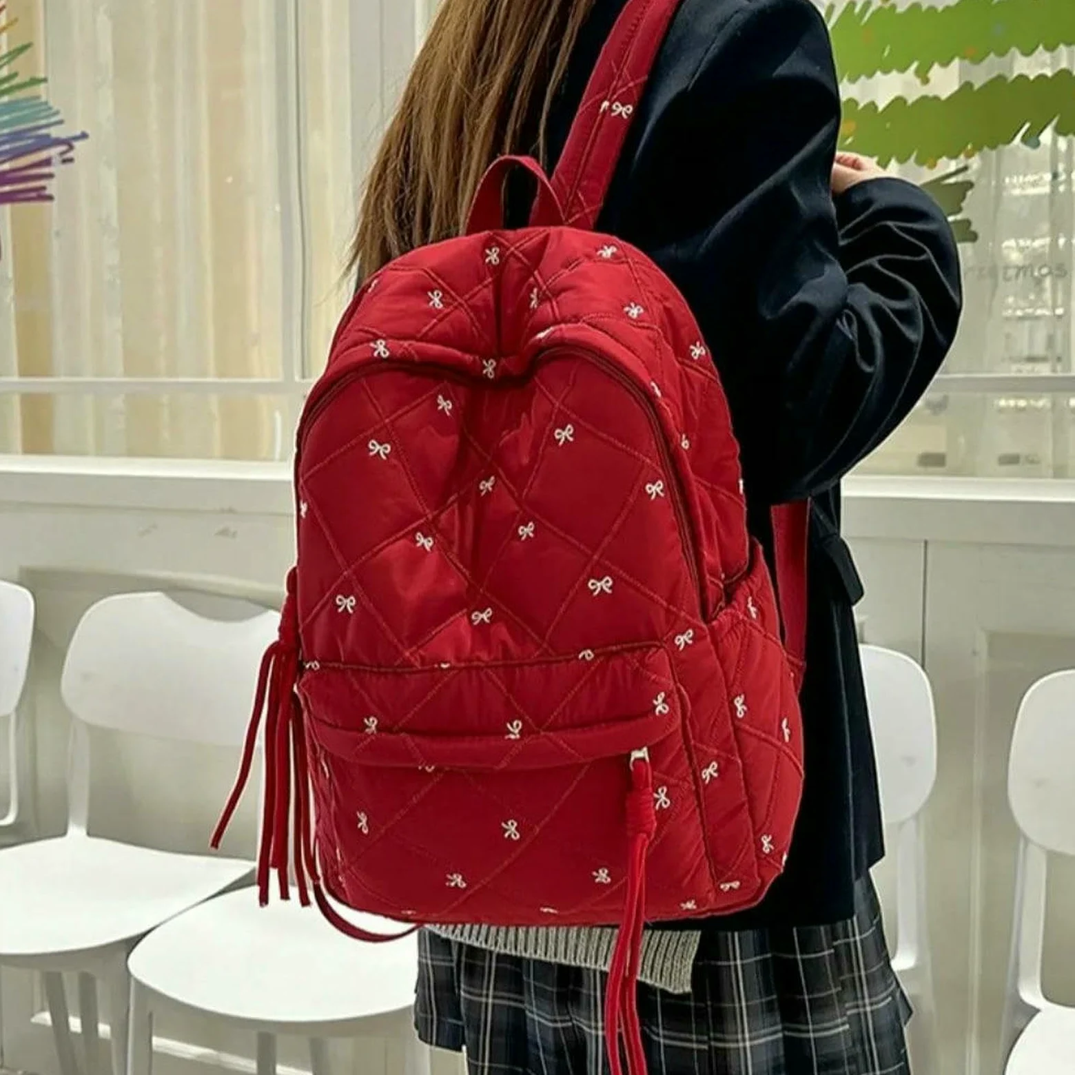 Zaino per La Scuola di Grande capacità Leggero Studenti Borsa Laptop Libri da Viaggio-Rosso
