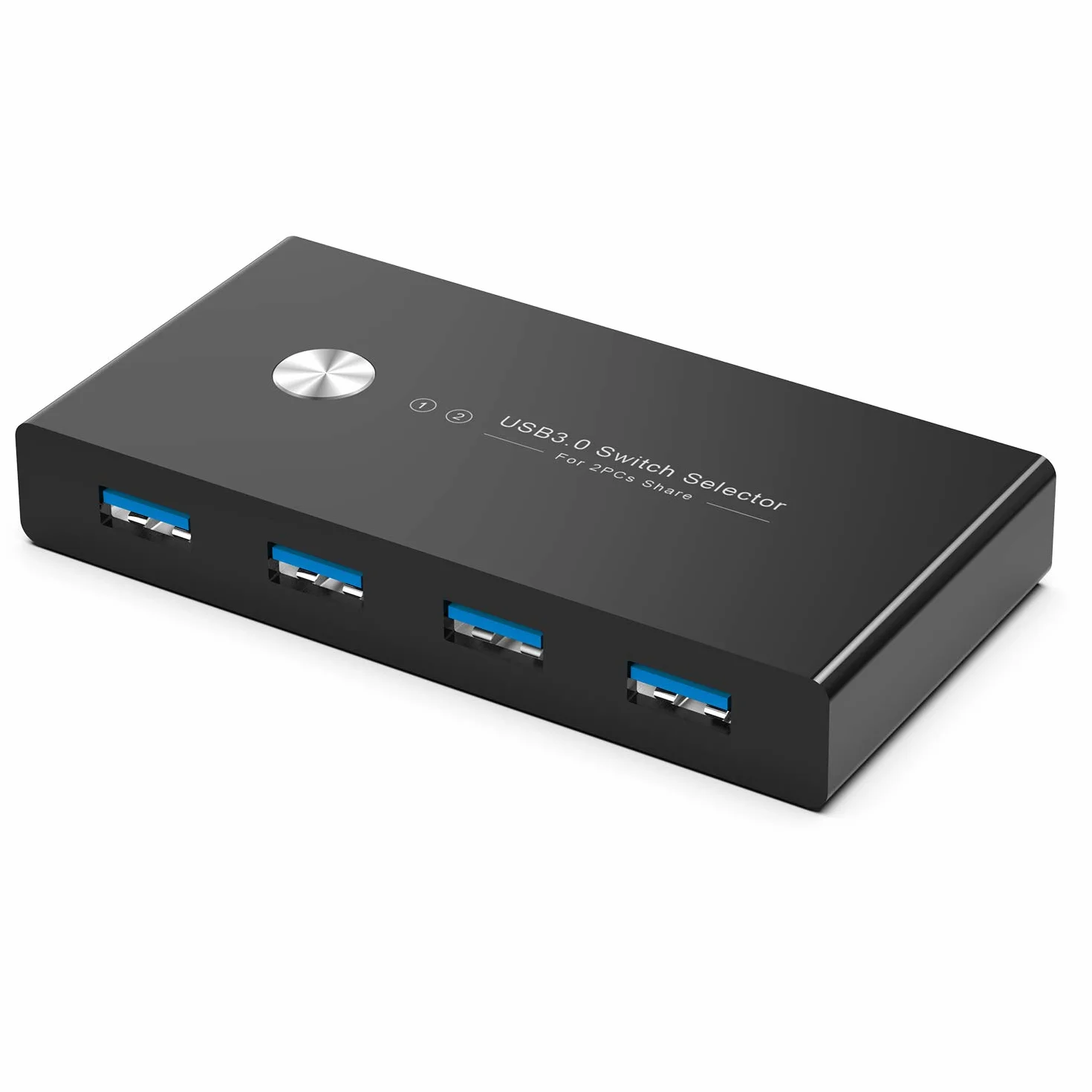 Rybozen USB Switch,KVM Switch usb 3.0 per 2 PC 2 in 4 out, Commutatore USB 2 Ingressi 4 Uscite per Mouse, Tastiera, Scanner, Stampante, Hard Drive,2 Cavi USB 3.0 da 1,5M in Dotazione