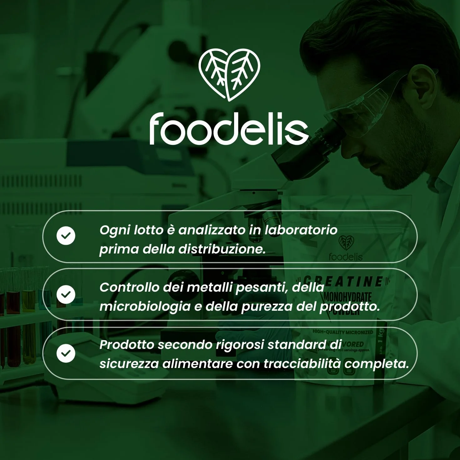Foodelis Creatina Monoidrato Micronizzata in Polvere 1 kg – 100% Pura Senza Additivi