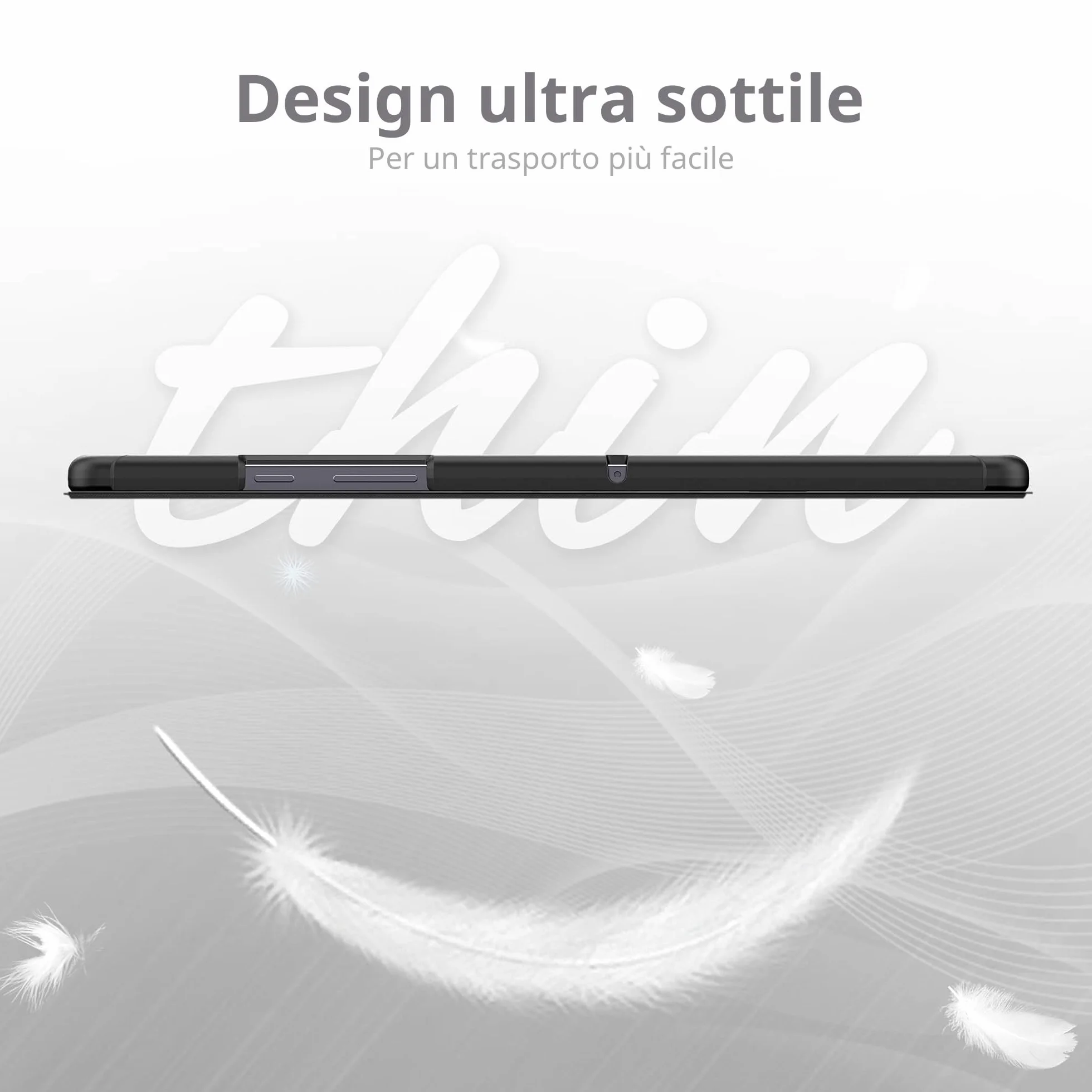 EasyAcc Custodia Samsung Galaxy Tab A8 10.5 Pollici 2021/2022 SM-X200 SM-X205, Ultra Sottile Smart Cover in Pelle , Nero