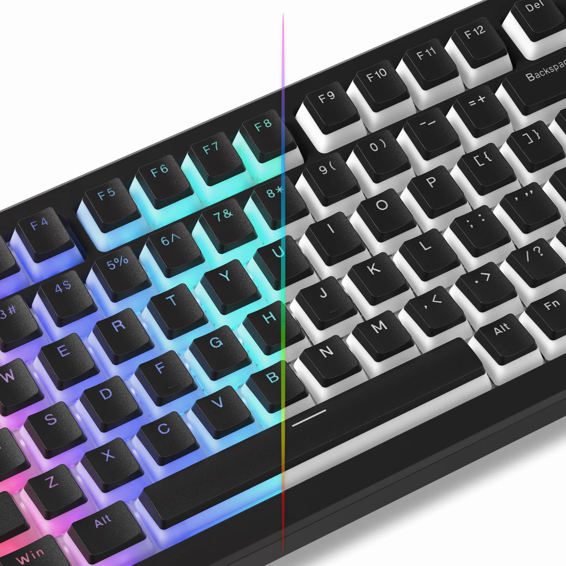 Pudding Keycaps PBT, 130 Tasti Tastiera, Brillare Attraverso, Personalizzata Profilo OEM per 100%, 75%, 65%, 60% MX-stem Interruttori Tastiere - Nero