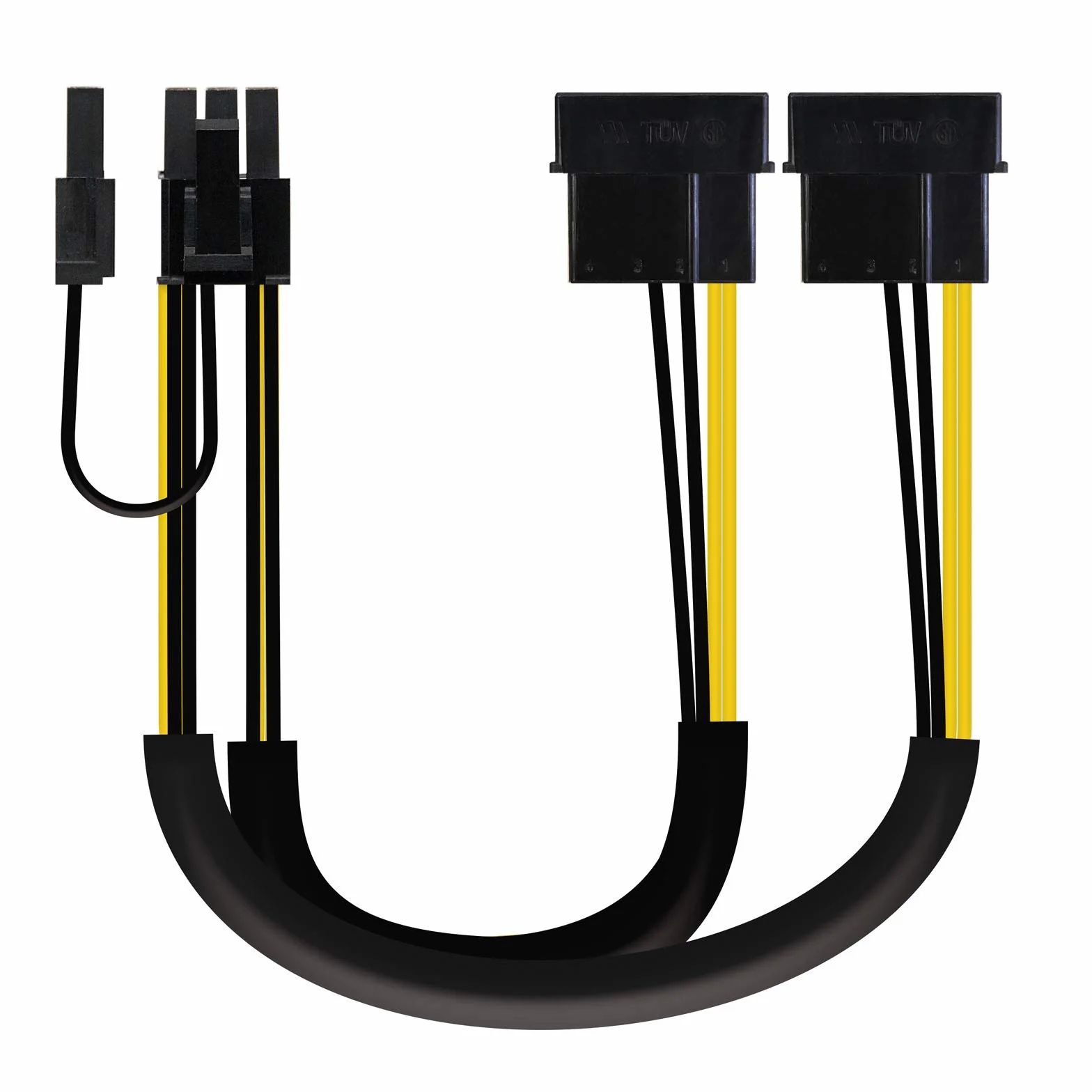 Nanocable 10.19.1201 - Cavo di alimentazione per scheda grafica 2xMOLEX 4 pin/M a PCI-E (MOLEX 6 + 2 pin) / M, 20 cm