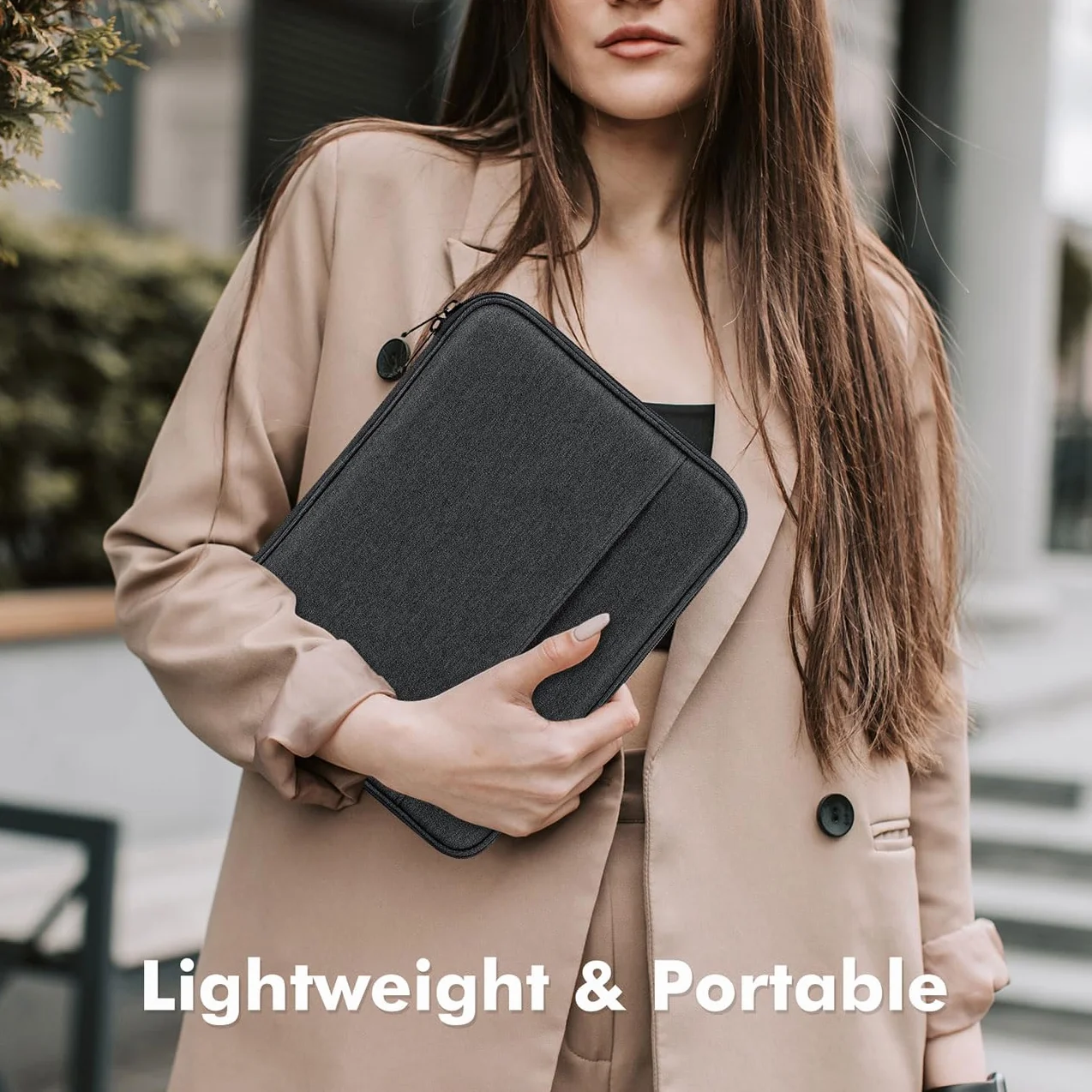 MoKo Custodia per Tablet da 13 Pollice, Custodia Morbida con Multitasche per 13" iPad Pro M4 2024, 13" iPad Air M2 2024, iPad Pro 12.9 M2 2022/2021/2020/2018,Surface Laptop Go 12.4",Nero & Grigio
