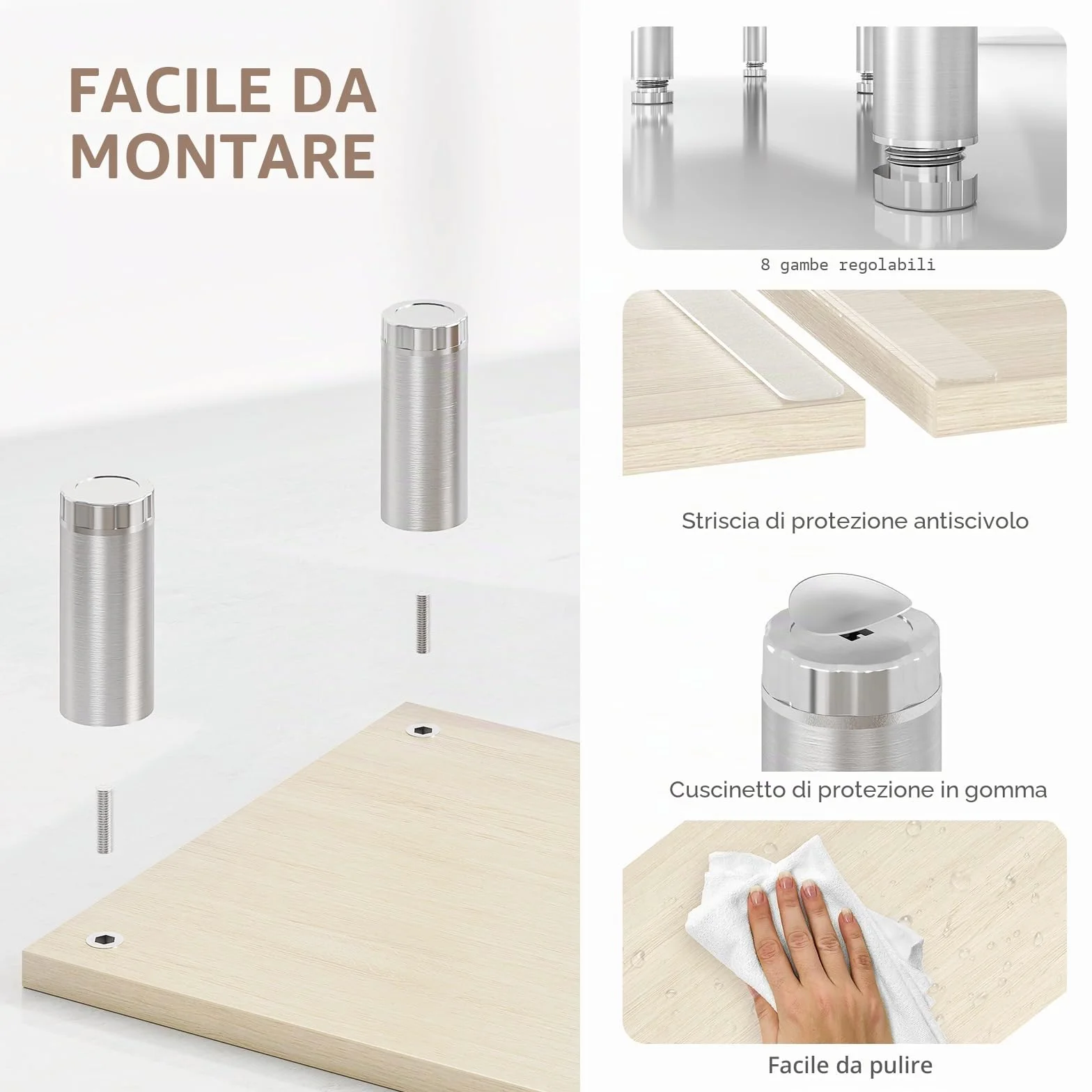 AX WABER Supporto per doppio monitor, Supporto per monitor con lunghezza e angolo regolabili, Supporto per monitor in legno per scrivania, Riser per 2 monitor con spazio di archiviazione Venatura
