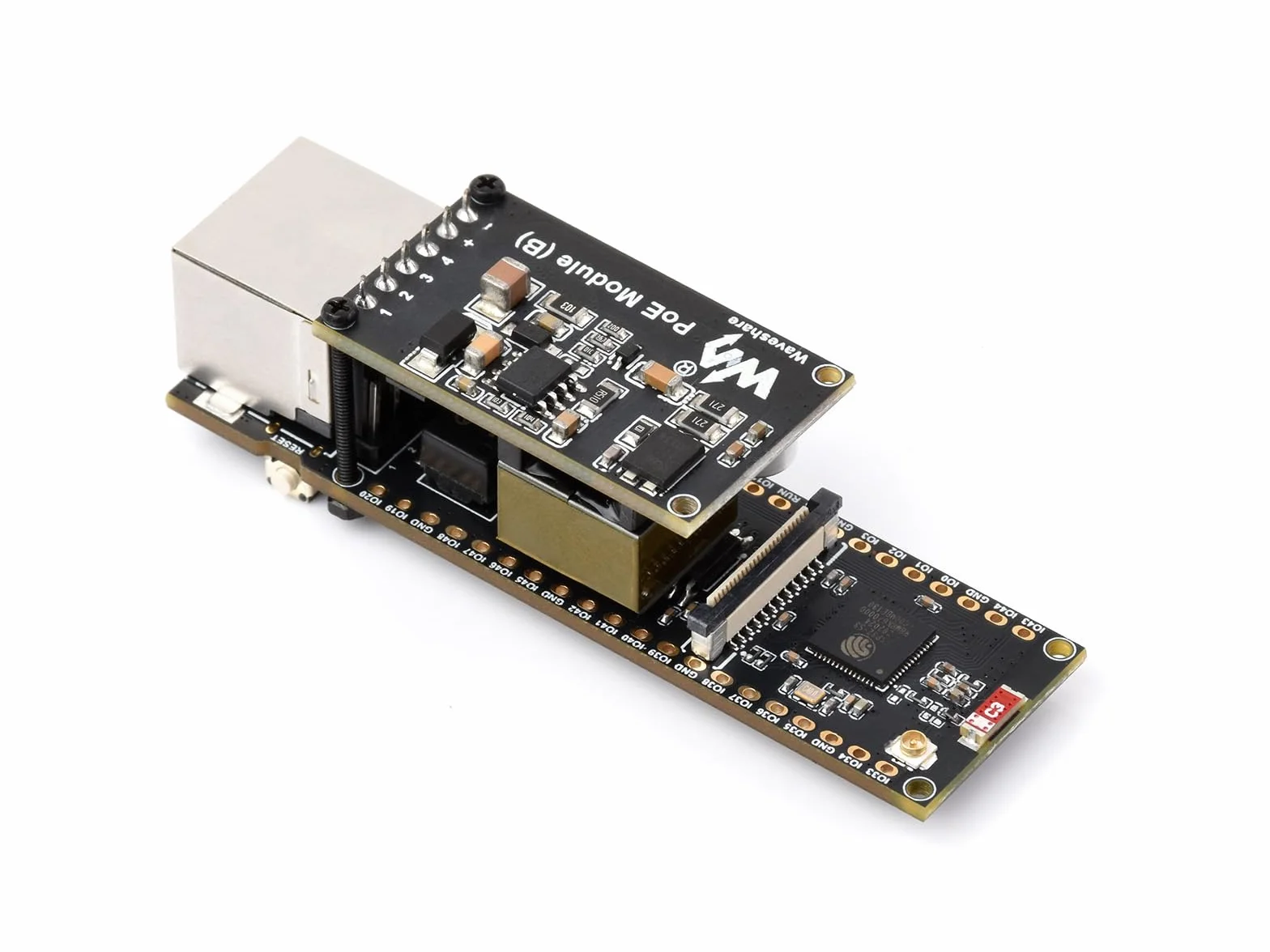 Waveshare ESP32-S3 ETH Development Board, 10/100Mbps RJ45 Ethernet Port, Wi-Fi & BT Support, 240MHz Dual Core Processor, Onboard Type-C Port and TF Card Slot, PoE Module