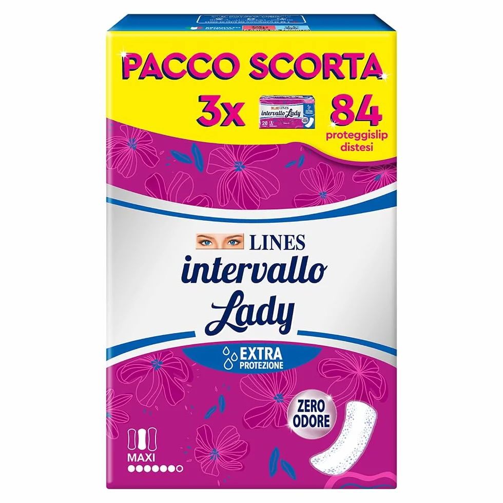 LINES INTERVALLO LADY PROTEGGISLIP salvaslip distesi protezione aggiuntiva zero odore confezione scorta