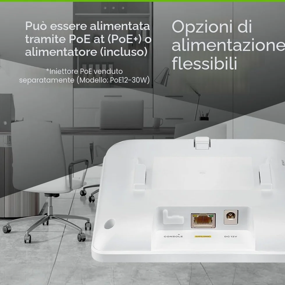 Zyxel WiFi 7 BE5100 Access Point NebulaFlex | Doppia Radio 4-Stream | Per Piccole Imprese | Smart Mesh MLO | 2.5GbE | Alimentatore Incluso | App Nebula/Cloud o Standalone [NWA50BE]