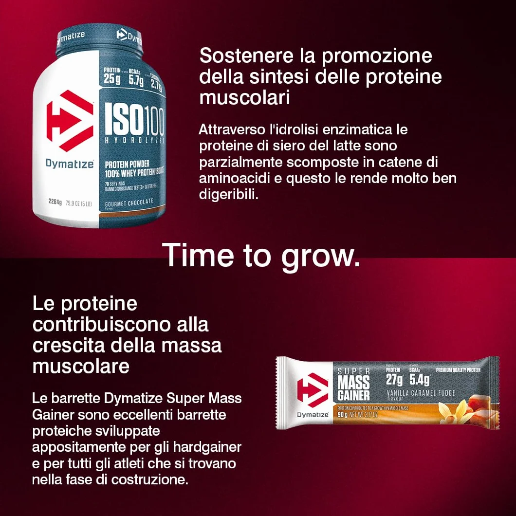 Dymatize Super Mass Gainer Rich Chocolate 2943g Weight Gainer Polvere Carboidrati Creapure Creatina BCAA Caseina