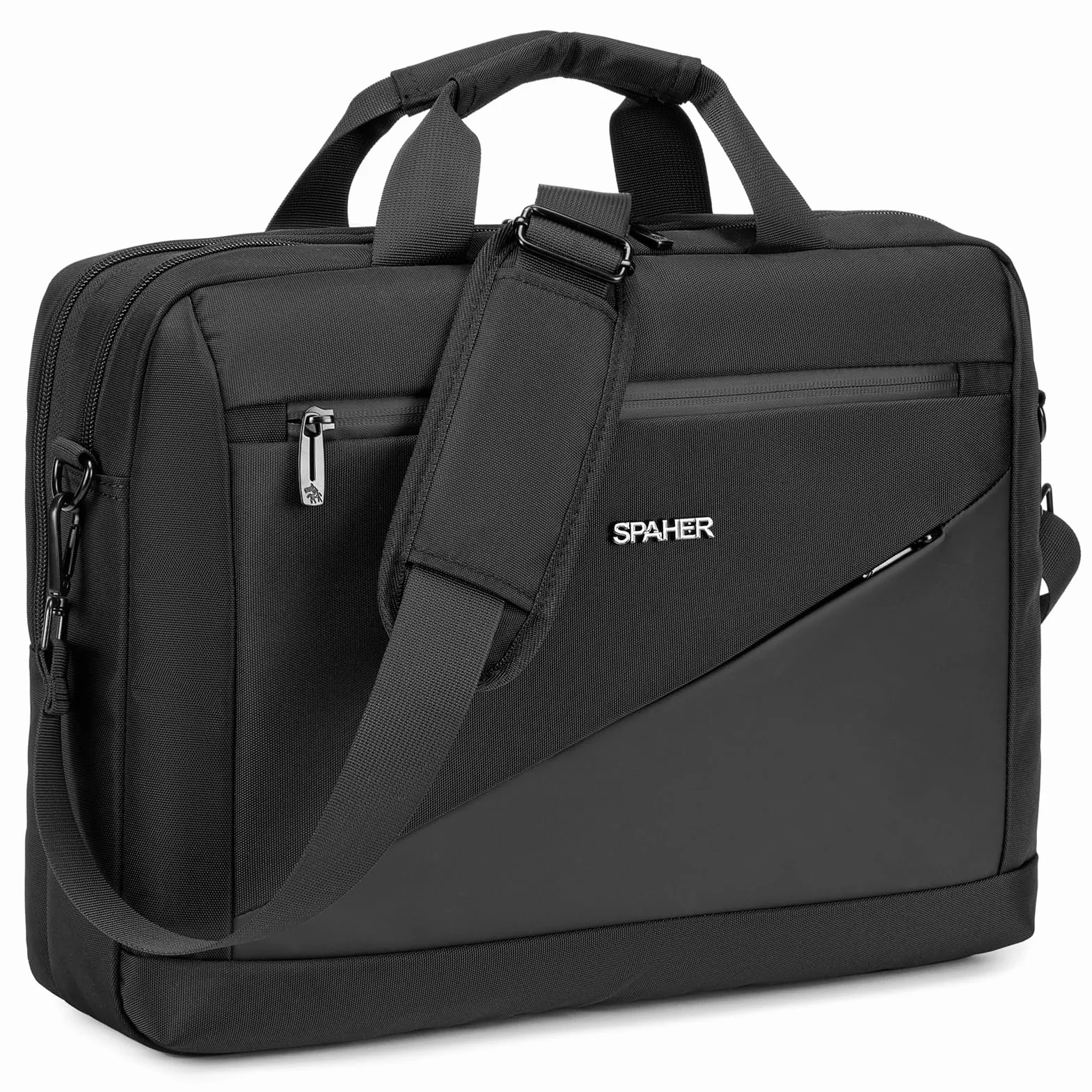 SPAHER Borsa Porta PC 15,6/16 Pollici Borsa Ventiquattrore Uomo Donna Borsa Tracolla da Lavoro Ufficio Laptop Bag per Laptop Computer Viaggi Affari Scuola Valigetta 24 Ore Uomo Nero