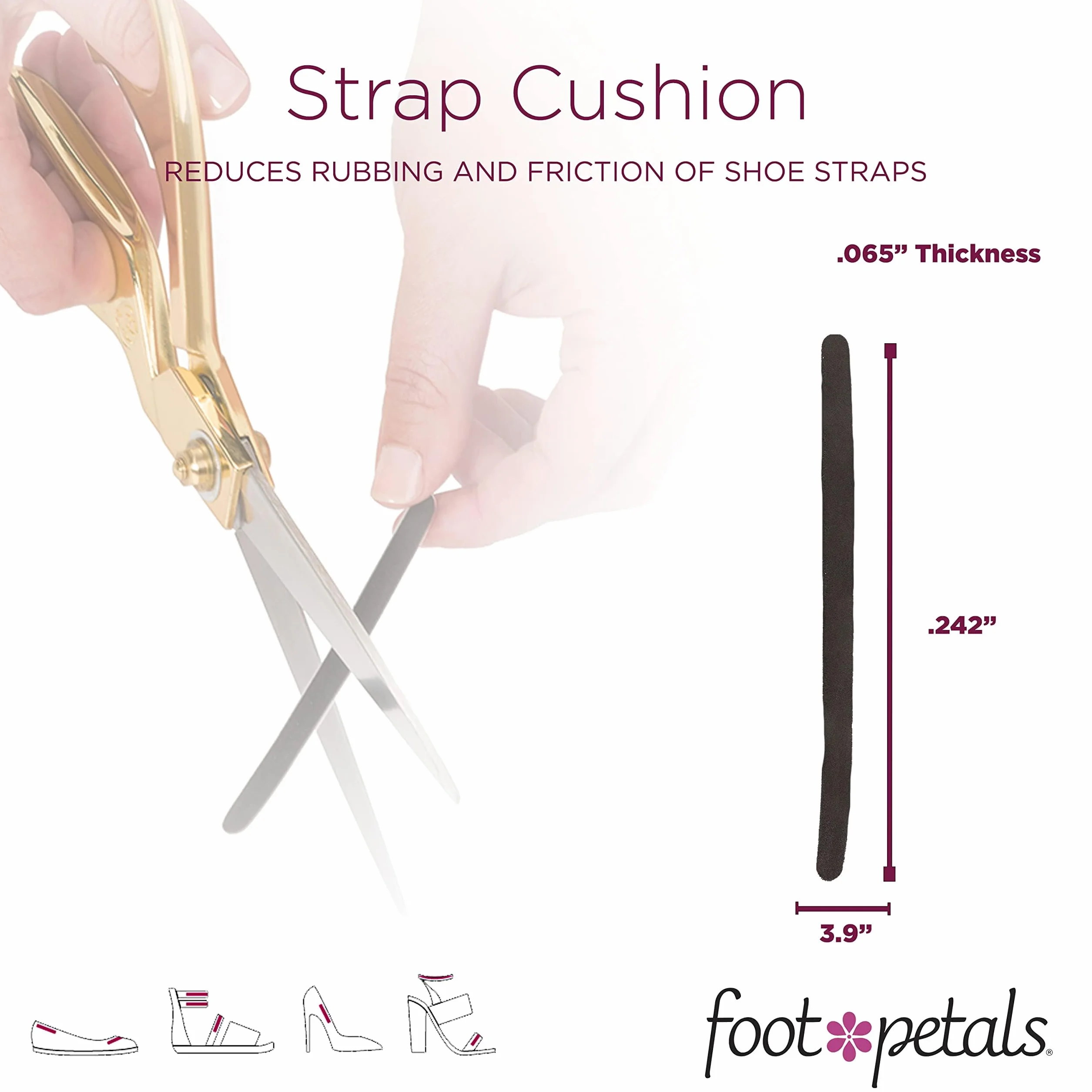 Foot Petals Strappy Strips 8-Pack, One Size, Black Iris