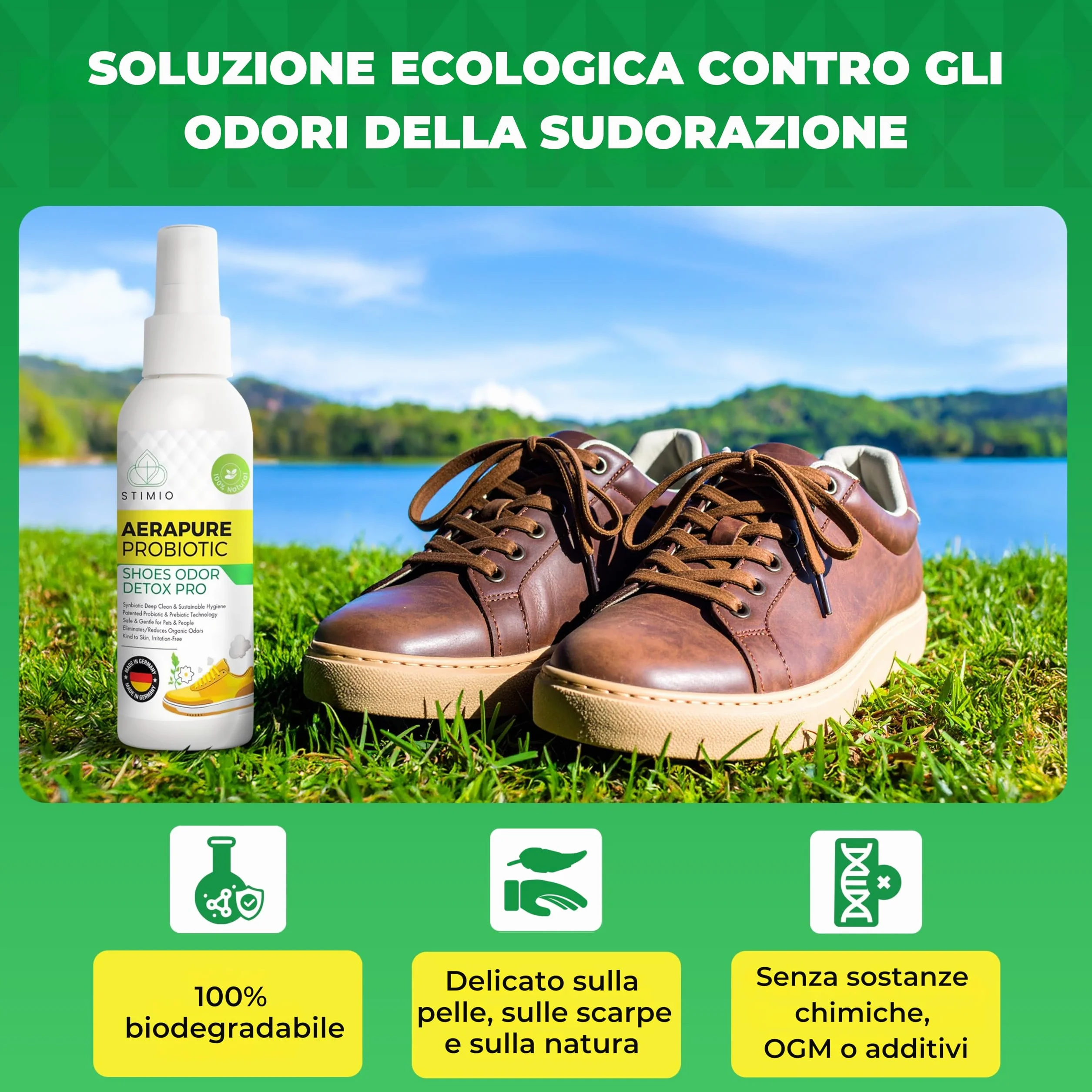 Spray deodorante probiotico enzimatico contro il sudore – Elimina odori con microrganismi attivi, naturale ecologico