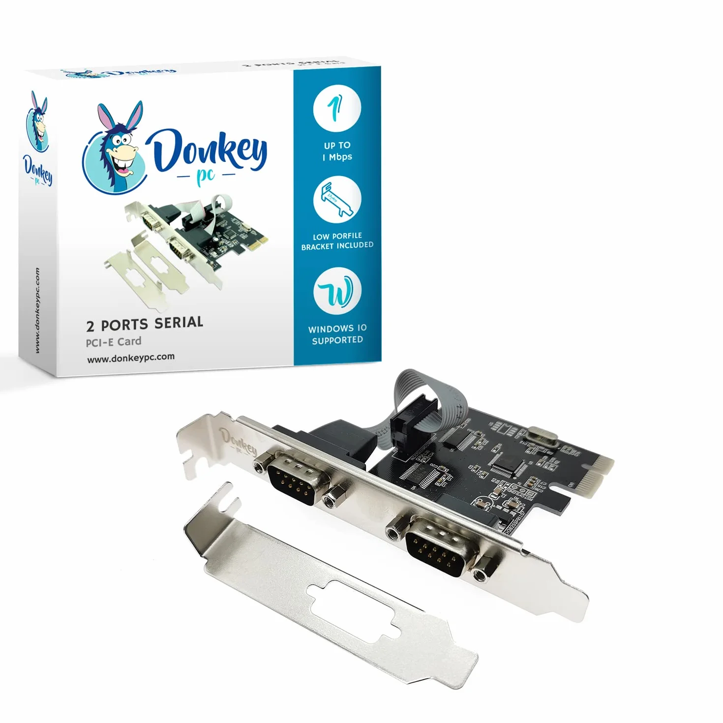 Scheda 2 porte seriali RS232 su PCI Express. Scheda di porta seriale PCI-Express scheda adattatore di estensione 2 porta seriale. Scheda controller di espansione.