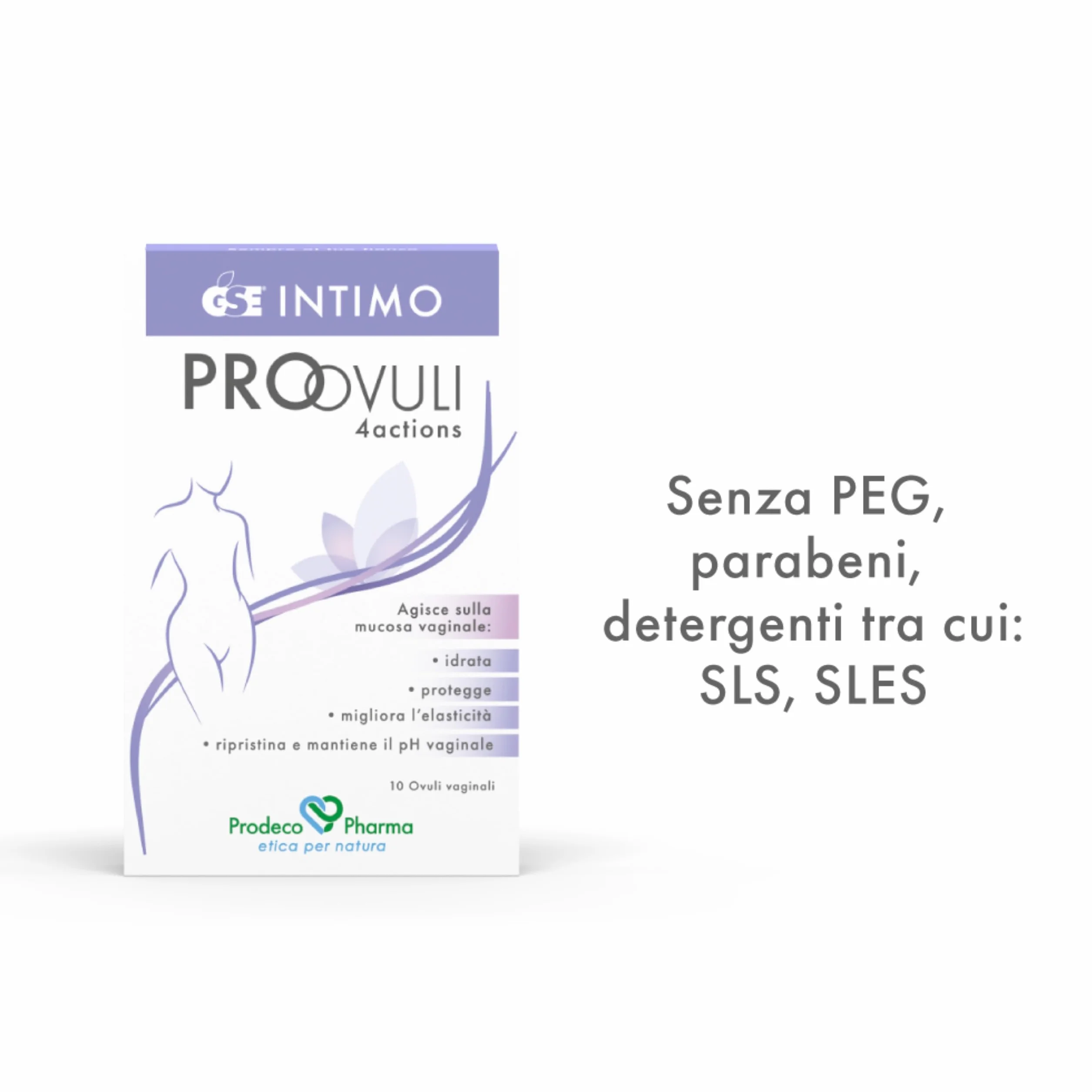 Prodeco Pharma GSE Intimo Pro-Ovuli 4actions 10 Ovuli Vaginali Lenitivi e Protettivi per Candida, Secchezza e Infezioni
