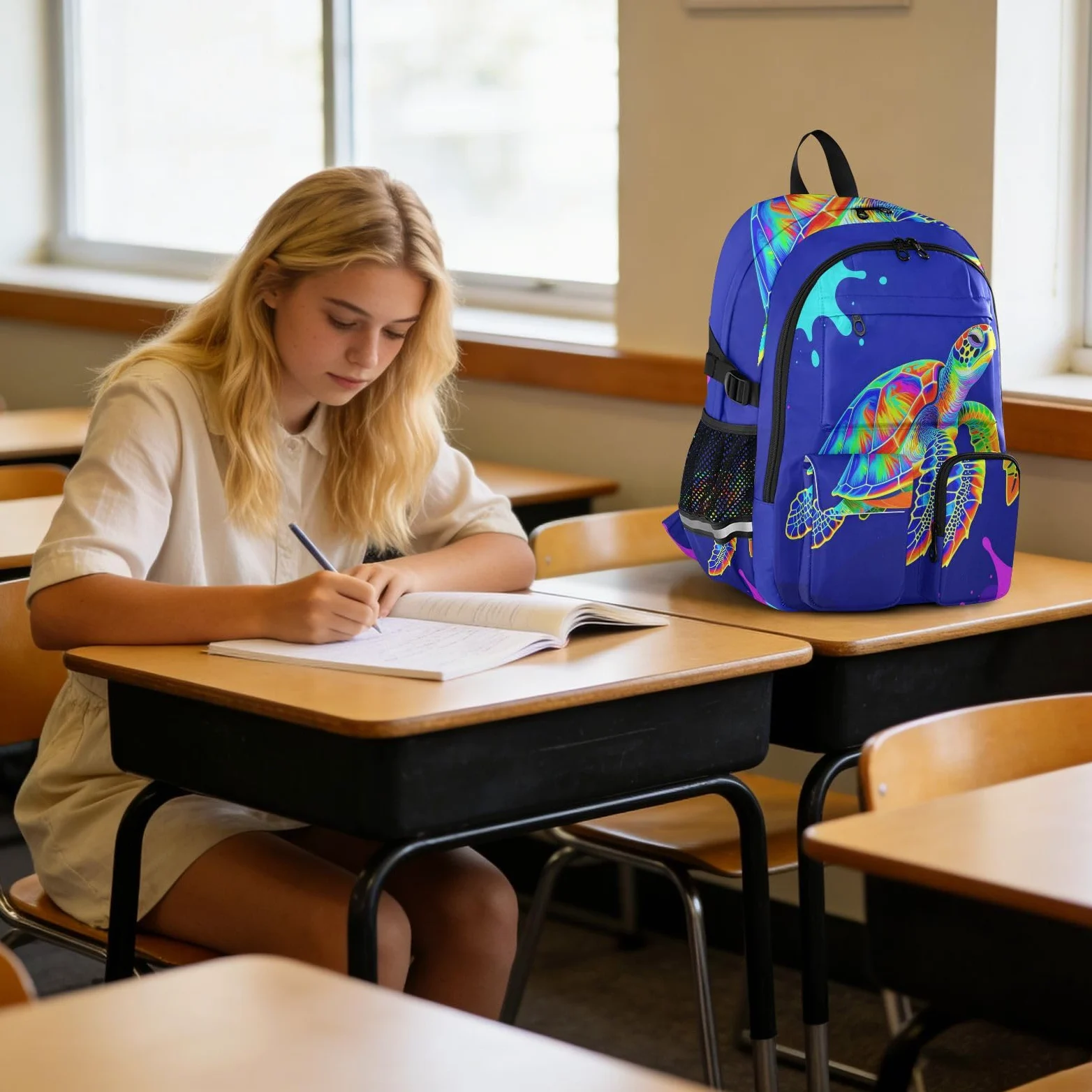 Grande zaino da viaggio blu tartaruga borsa da lavoro 44,5 cm