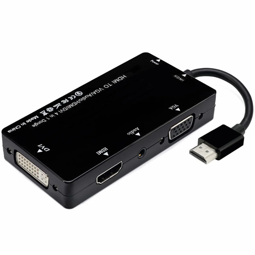 chenyang CY Convertitore splitter multiporta adattatore adattatore Dongle 4in1 da HDMI a VGA/Audio/HDMI/DVI per proiettore di monitor PC PS3 HDTV
