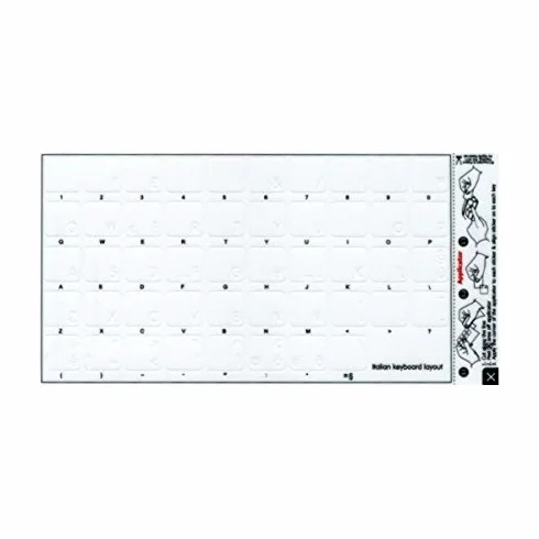 Adesivi lettere Apple Mac book air pro tastiera Italiano fondo trasparente lettere colorate ITA - Bianco
