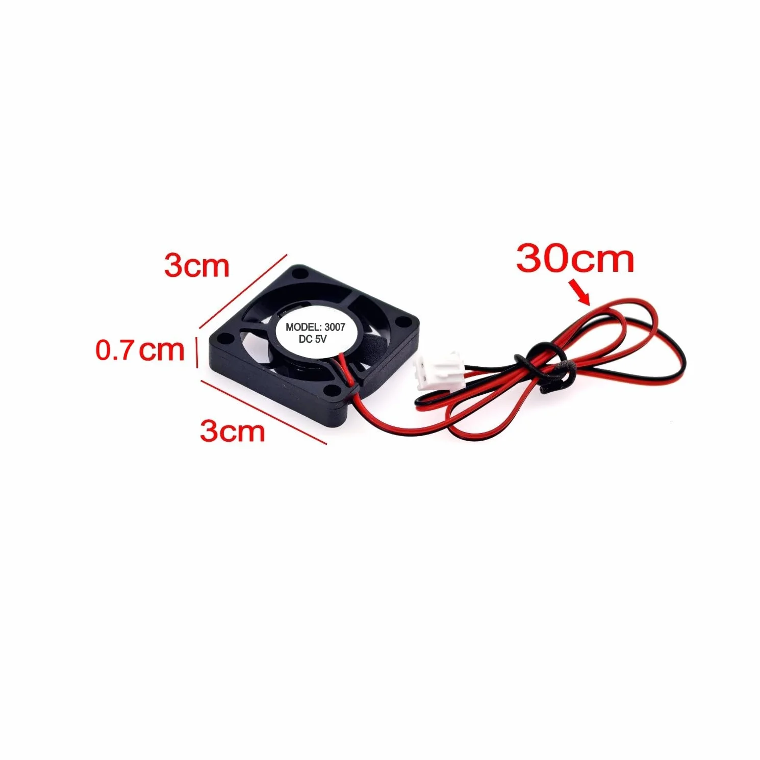 JZK 30x30x7 mm DC 5V mini ventola di raffreddamento 30mm con connettore a 2 pin, 8000 rpm, 0,08A, 3007 piccola ventola brushless DC 3cm per scheda di sviluppo, scheda grafica, ventola per stampante 3D
