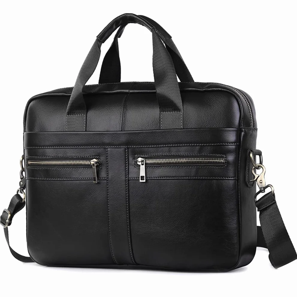 SPAHER Borsa per computer portatile da 15,6 pollici, in pelle, da uomo, borsa a tracolla in vera pelle