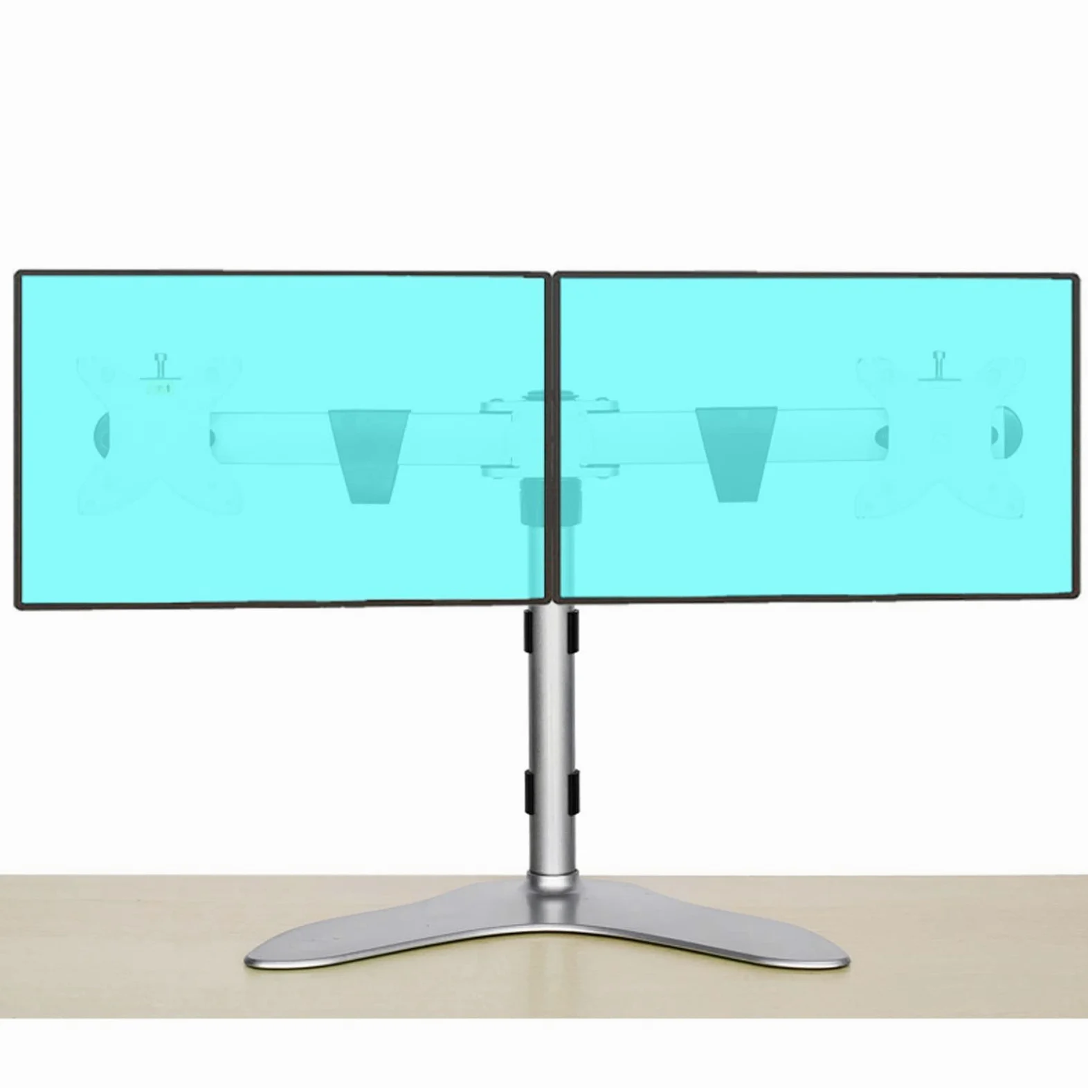 Supporto Doppio per Monitor con Base in Metallo, Supporta 2 Schermi Fino A 30 Pollici E 8 Kg/17,6 Libbre Ciascuno, Compatibile con Vesa da 75 Mm E 100 Mm