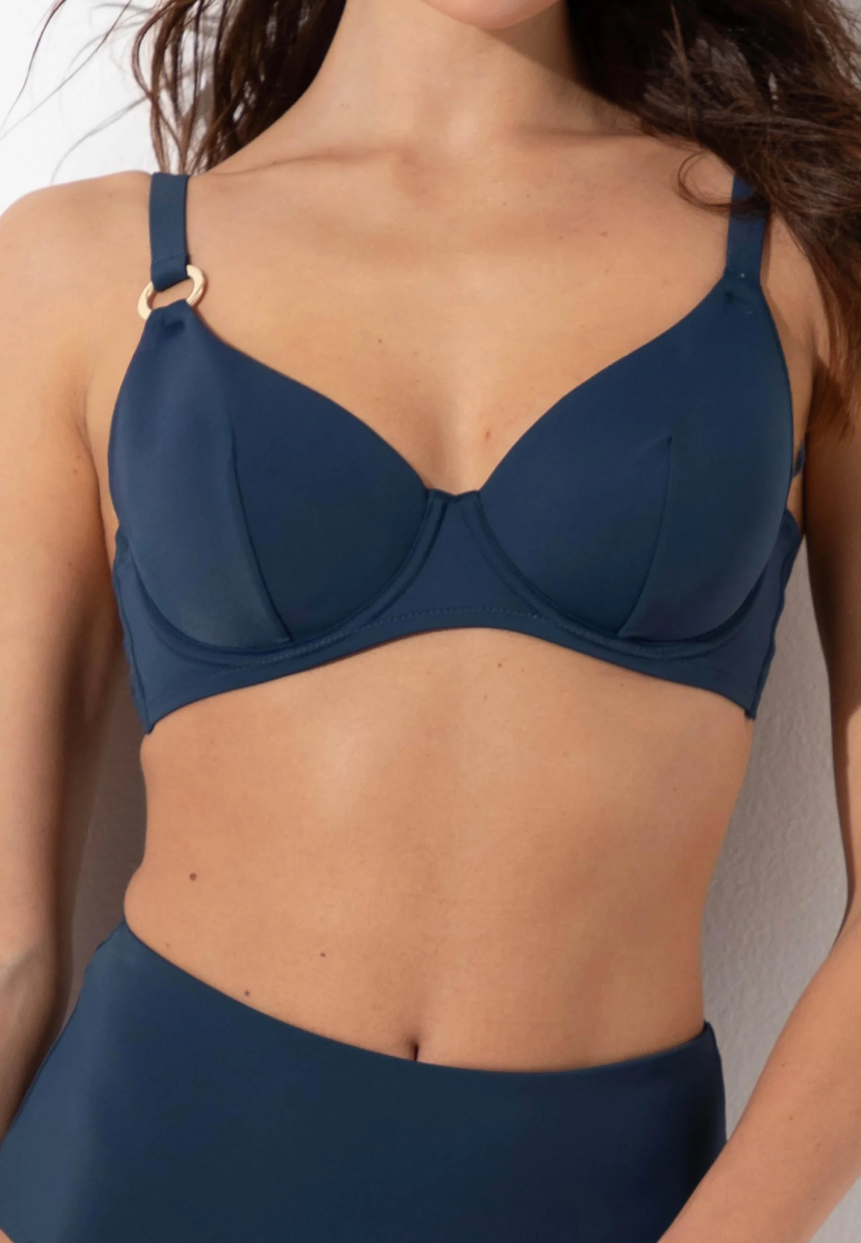Lovable Reggiseno con Ferretto e Coppe con Apice Alto Microfibra Modellante Rephined Shaping Micro Donna, Blu Scuro 36D