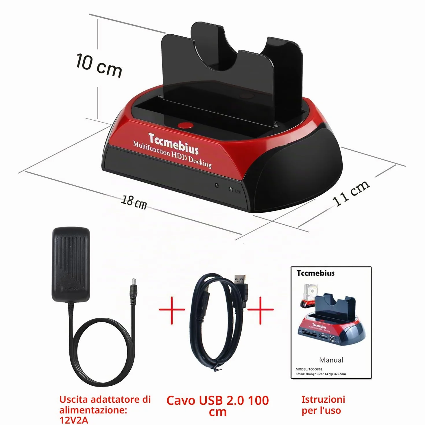 USB 2.0 Docking Station per Disco Rigido 2.5 3.5 Pollici IDE SATA Doppie Slot HDD Esterno