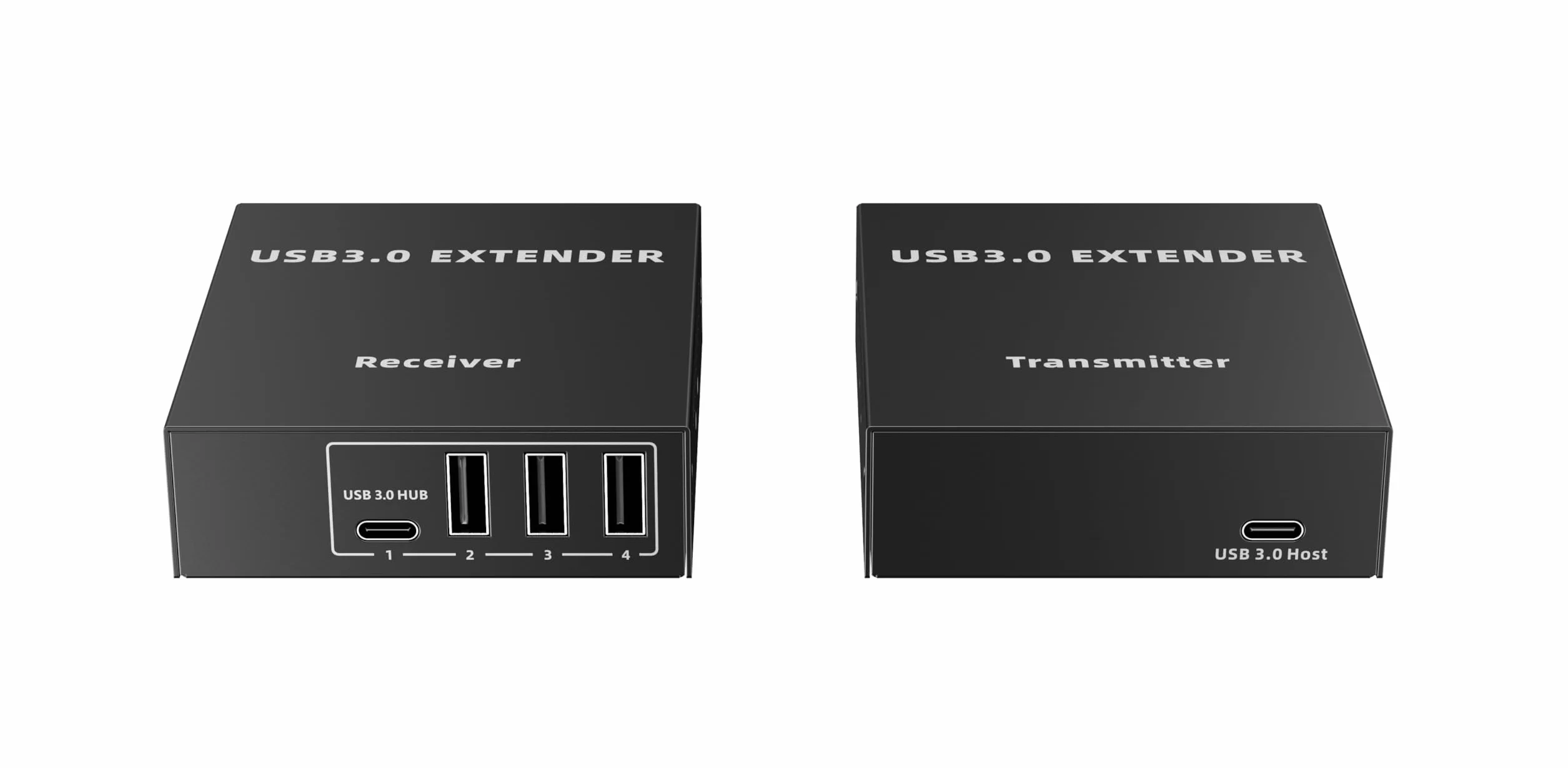 PremiumCord Extender USB 3.0 A 4 Porte Su Cat5E/Cat6/Cat6A Fino A 100 m, 5 Gbps, RJ45, Ethernet, Custodia In Metallo, Nero
