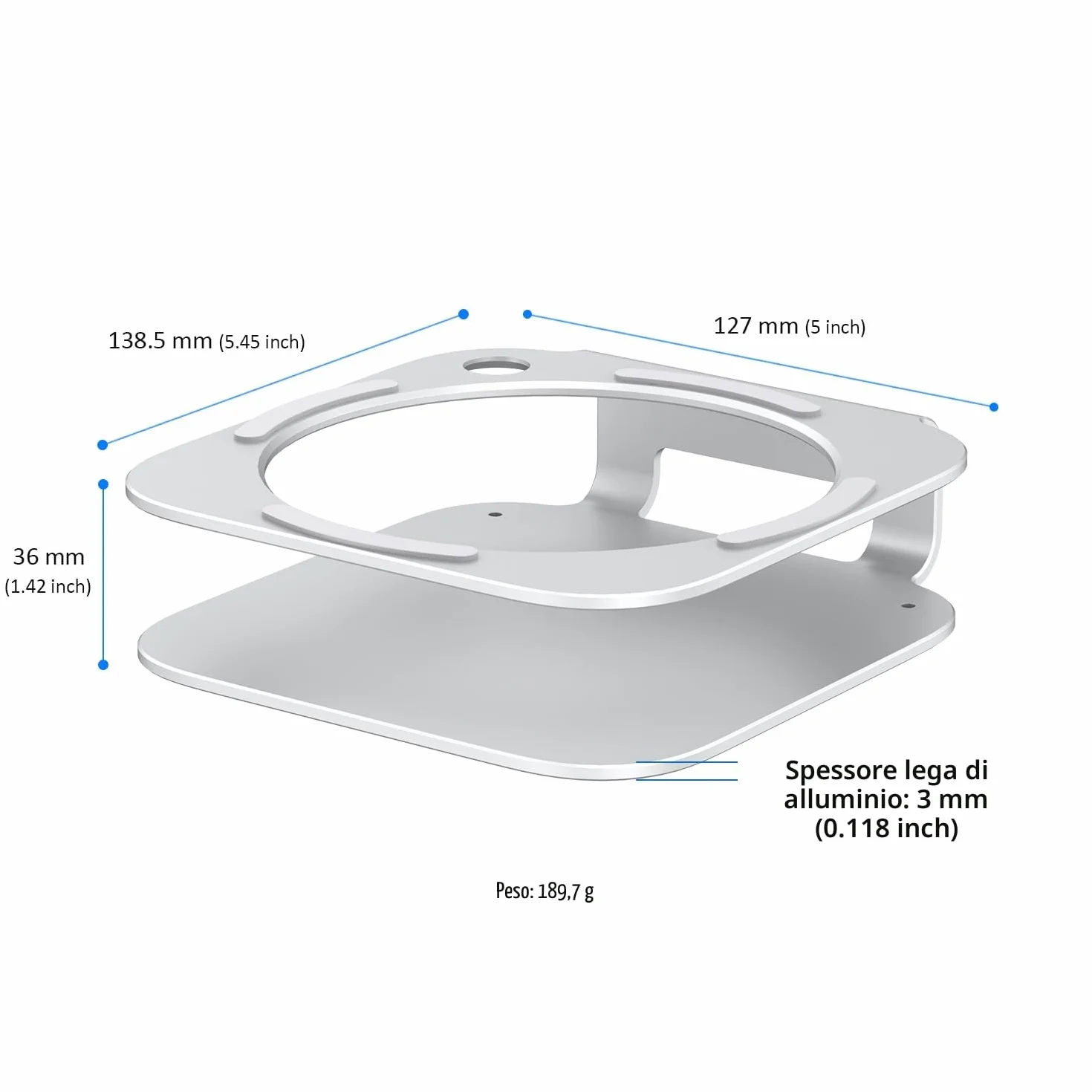 AKKYAJAURE Supporto per Mac Mini M4, supporto da tavolo in alluminio per Mac mini M4 e M4 Pro, raffreddamento migliorato, facile accesso al pulsante di accensione e organizzazione della scrivania