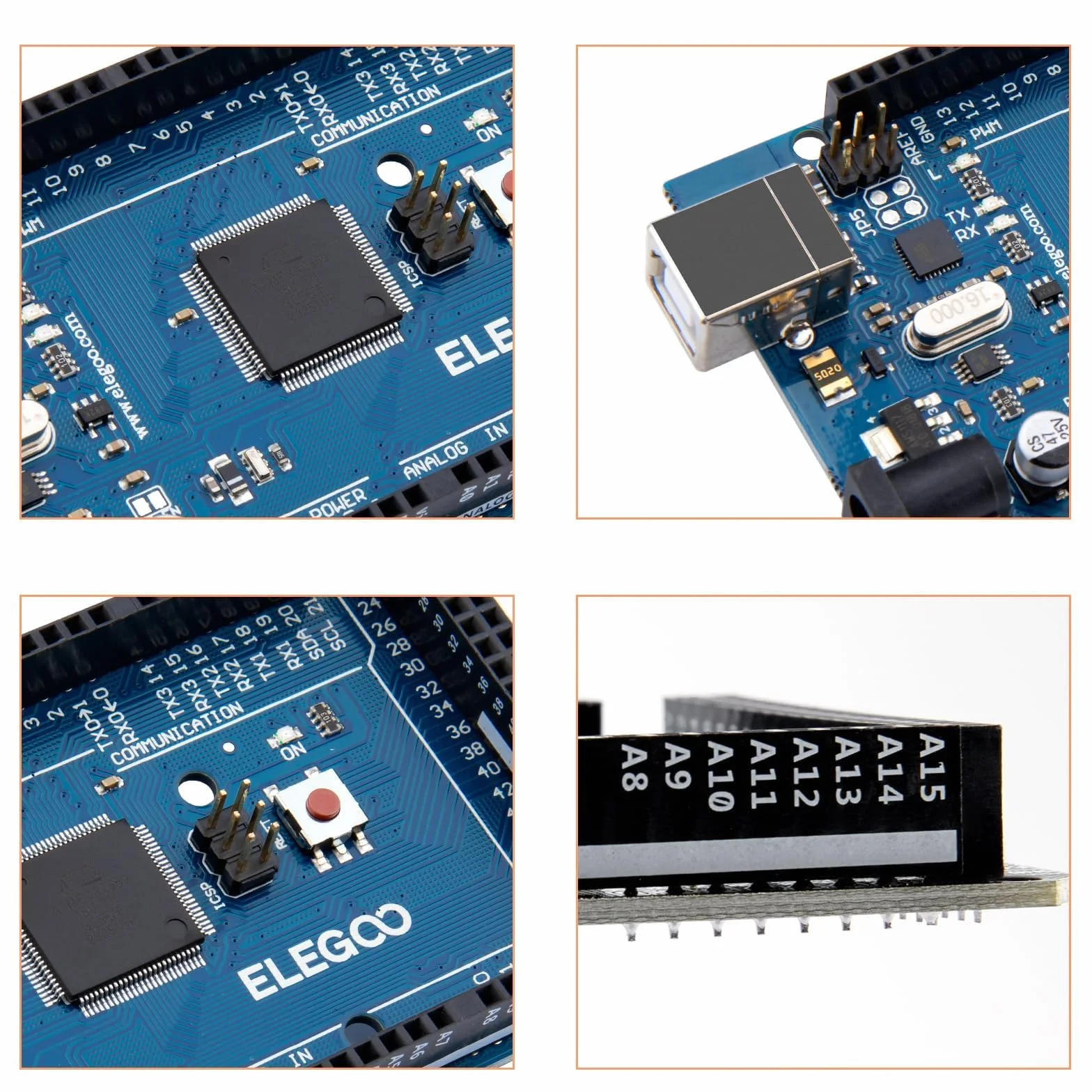 ELEGOO Mega 2560 R3 Scheda di Microcontrollore Compatibile con Arduino IDE con Microcontroller Basata con USB Cavo Blu Versione Mega Kit