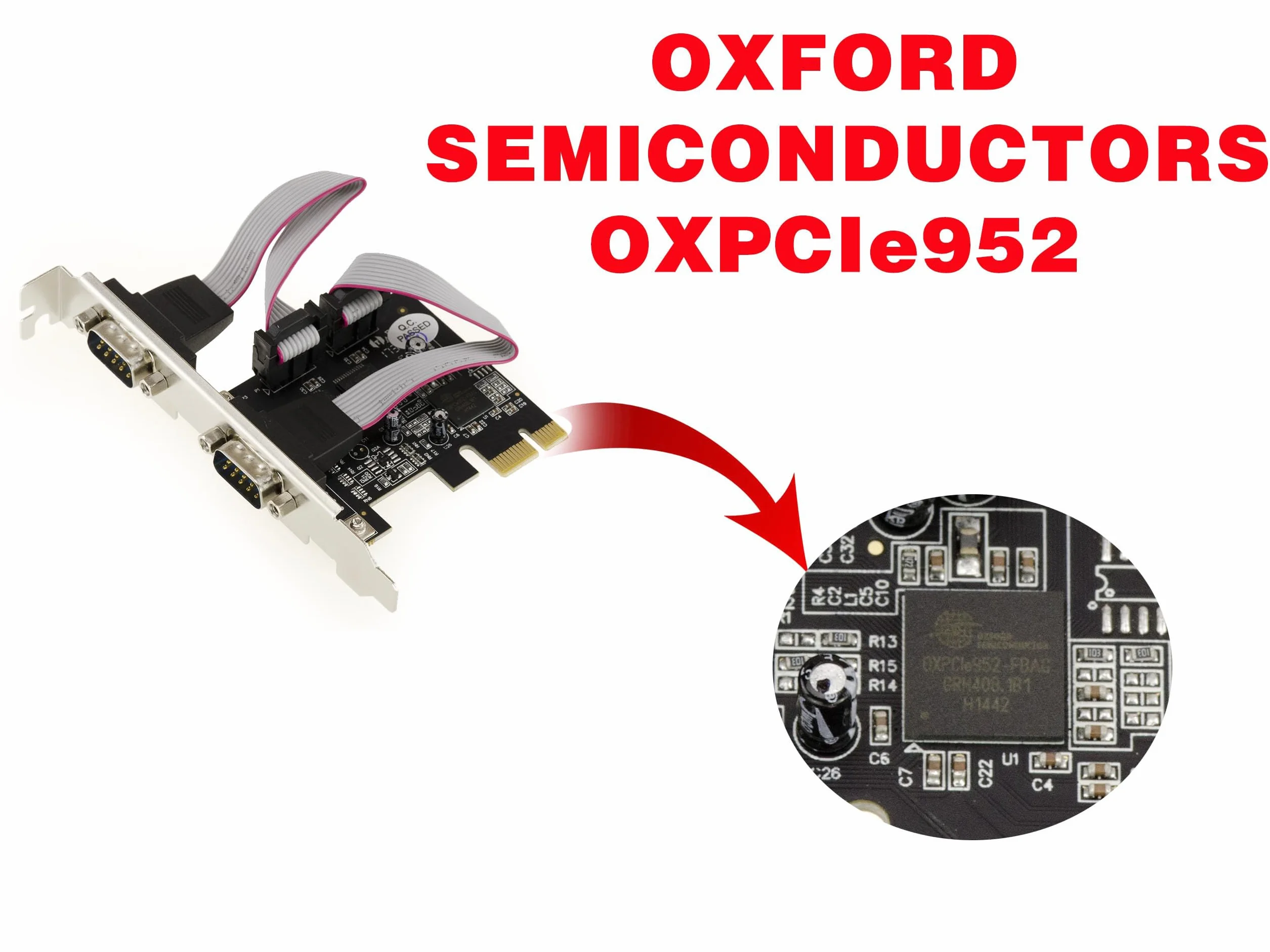 Kalea-Informatique – Scheda di controllo PCI Express (PCIe) seriale RS232 – 2 porte com UART per connettori DB9 – Chipset Oxford OXPCIE952
