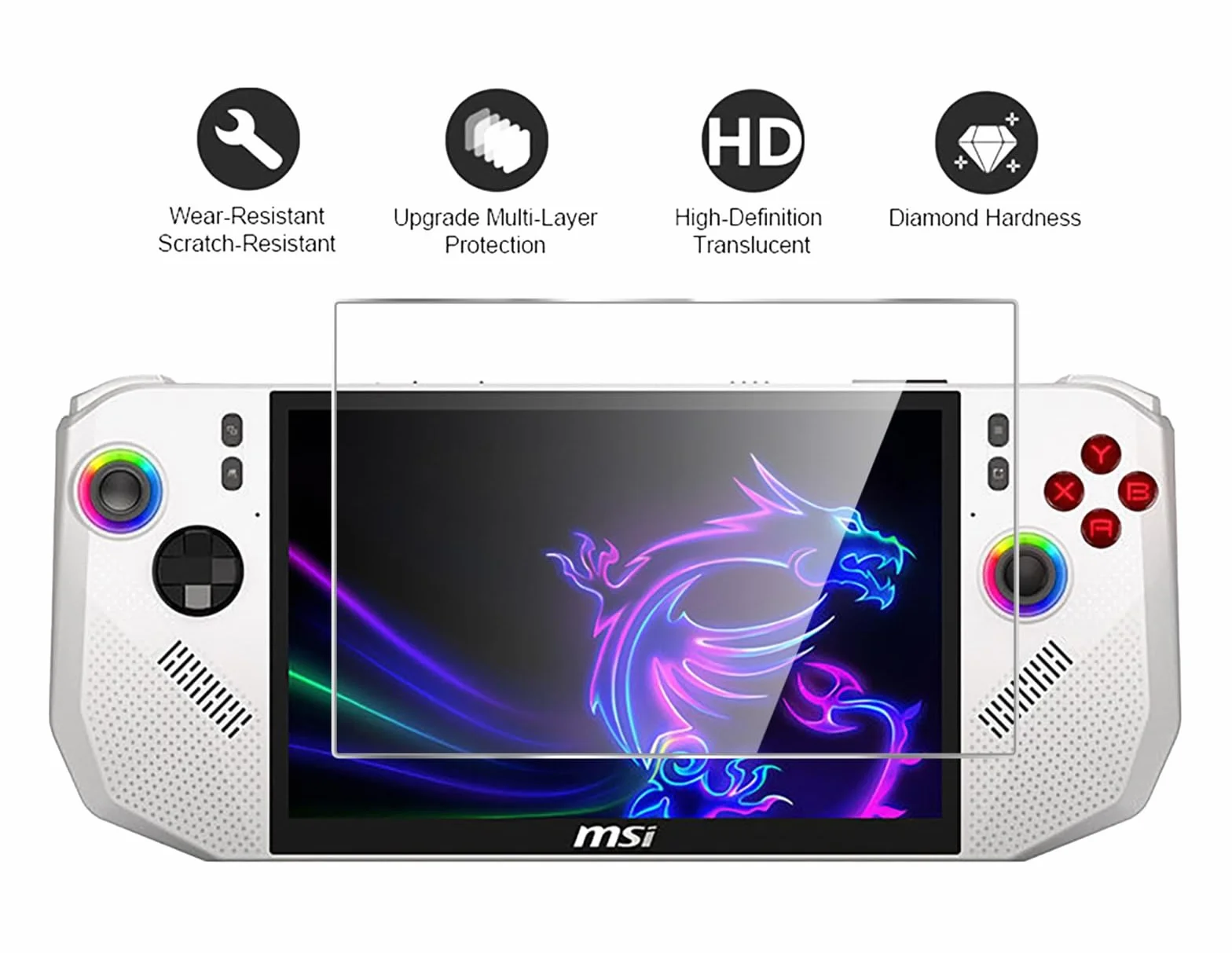 GIOPUEY [2 Pezzi Vetro Temperato Compatibile con MSI Claw A8, Vetro ad Alta Trasmittanza, Resistente ai Graffi, Cover Compatibile, Pellicola Prottetiva per MSI Claw A8