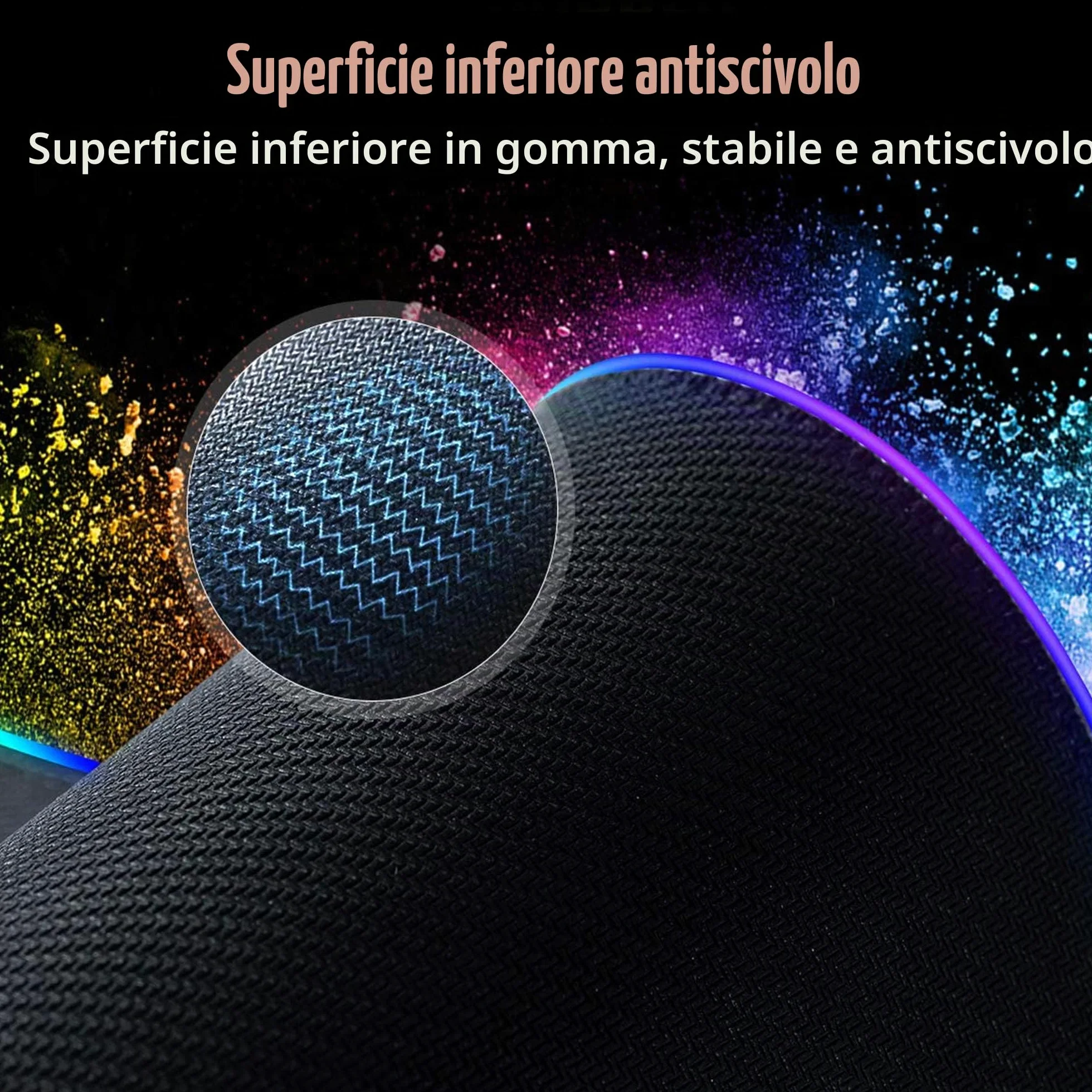 RGB Tappetino per Mouse Gaming XXL 900 x 400 mm Grande Mouse Pad 12 LED Effetti Luce Superficie Liscio Antiscivolo Computer PC e Laptop Tappetino per Mouse Lupo