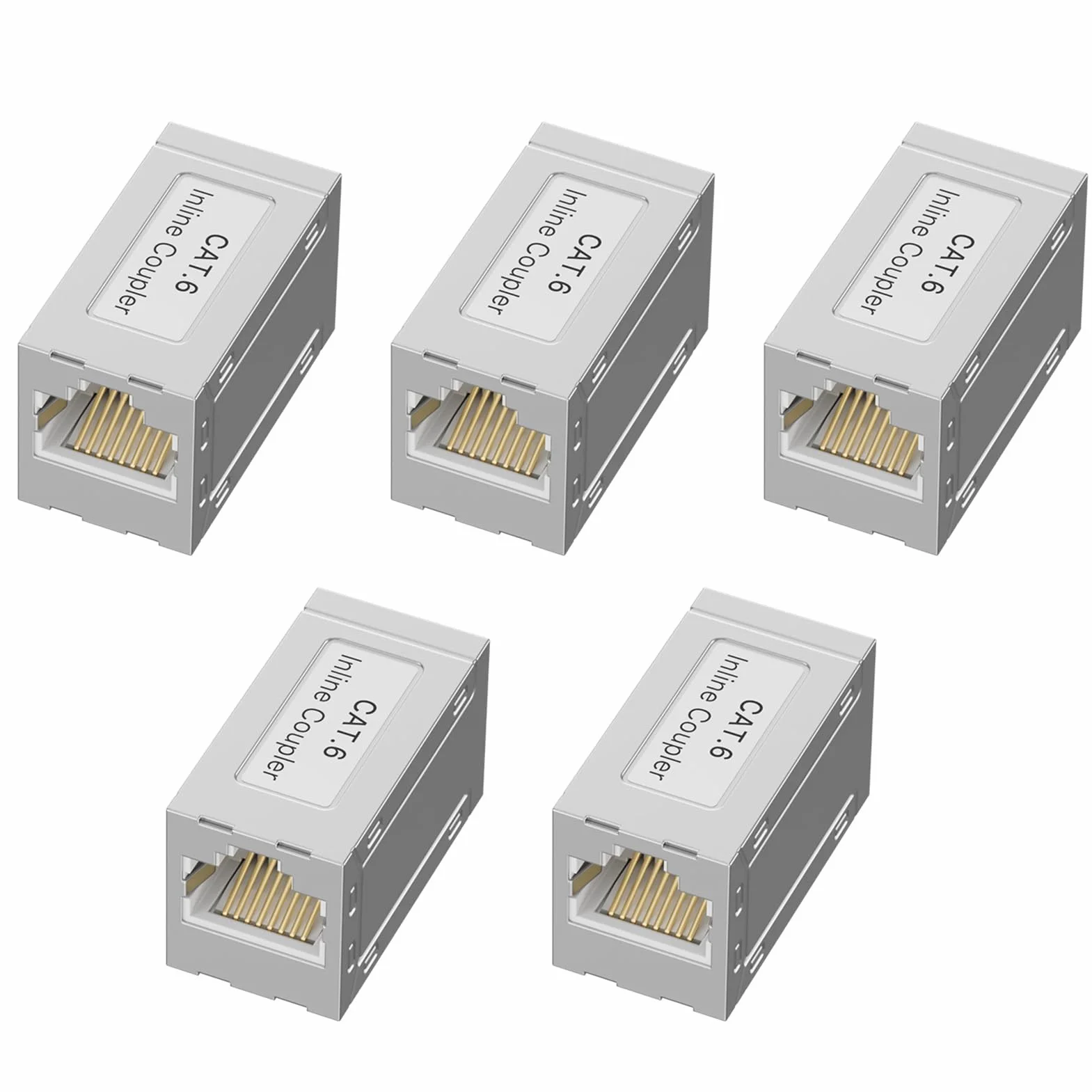 5 pezzi accoppiatore RJ45, connettore RJ45 CAT6 femmina femmina adattatore Ethernet di rete in linea 10Gbps, cavo LAN Extender per CAT6 CAT5e CAT5, compatibile con TV Router Modem Switch PC Console